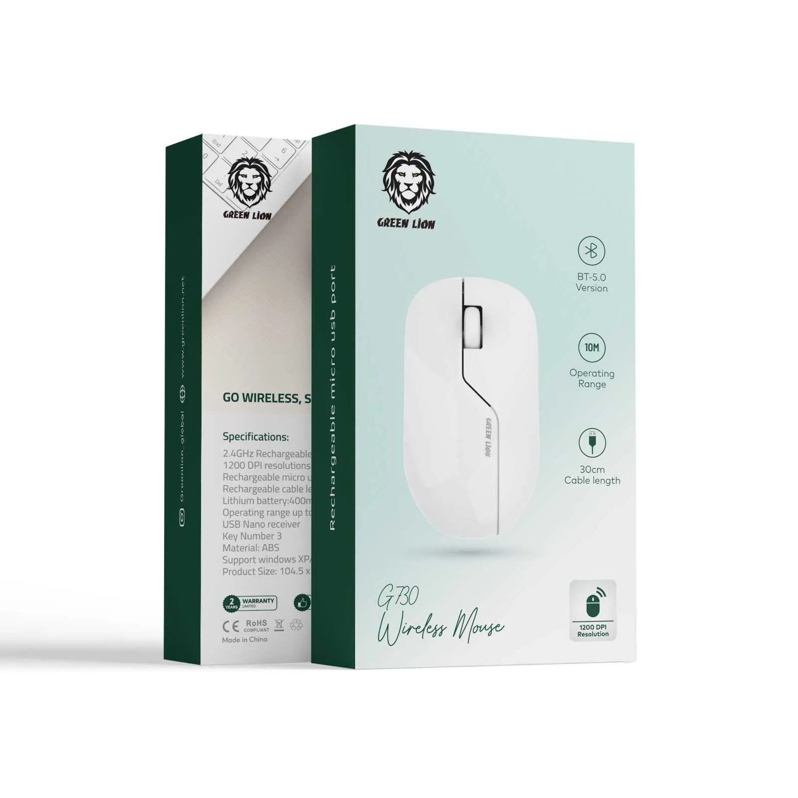{GNREWIRMUSEWH} Green Lion G730 Wireless Mouse - White