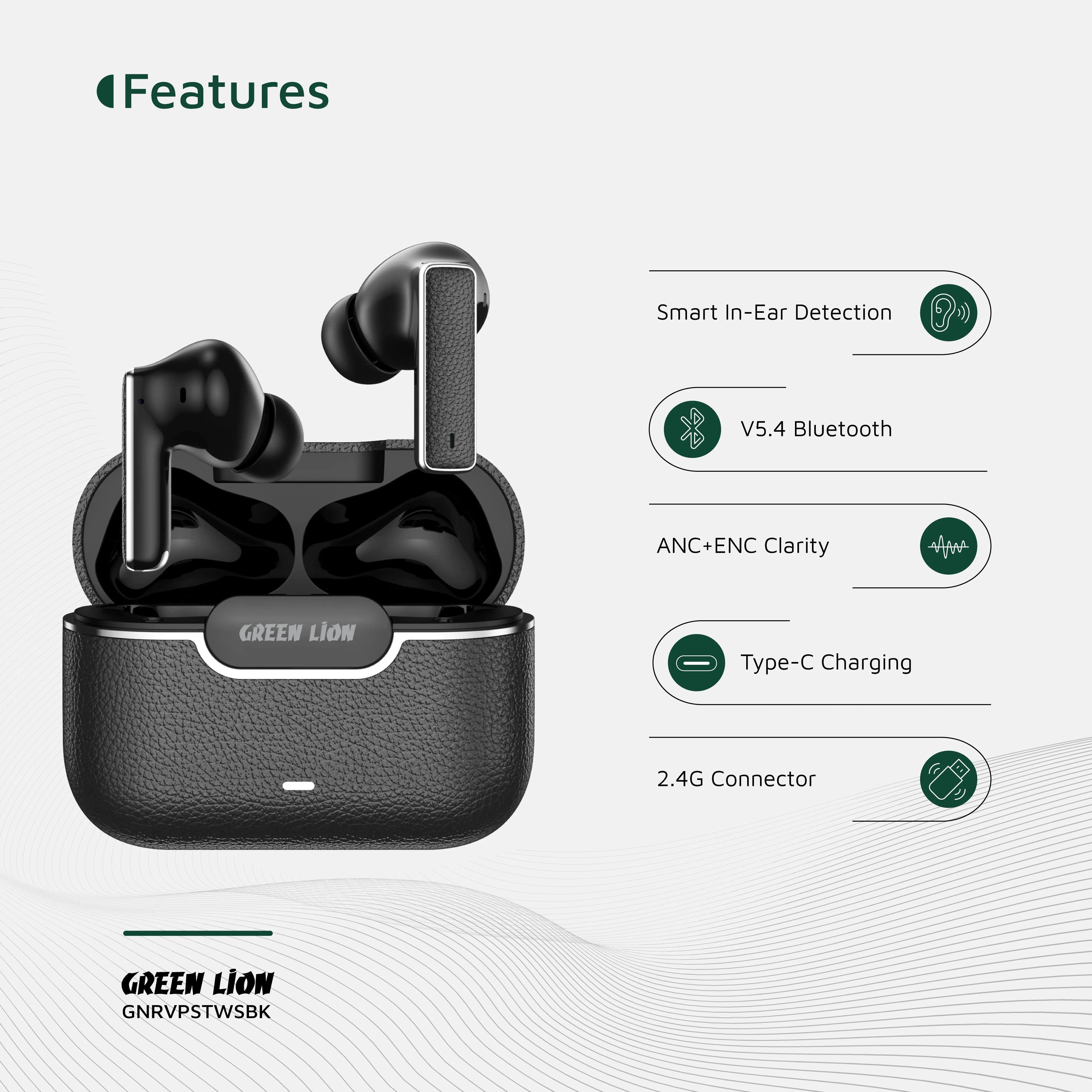 {GNRVPSTWSBK} Green Lion River Plus True Wireless Earbuds - Black