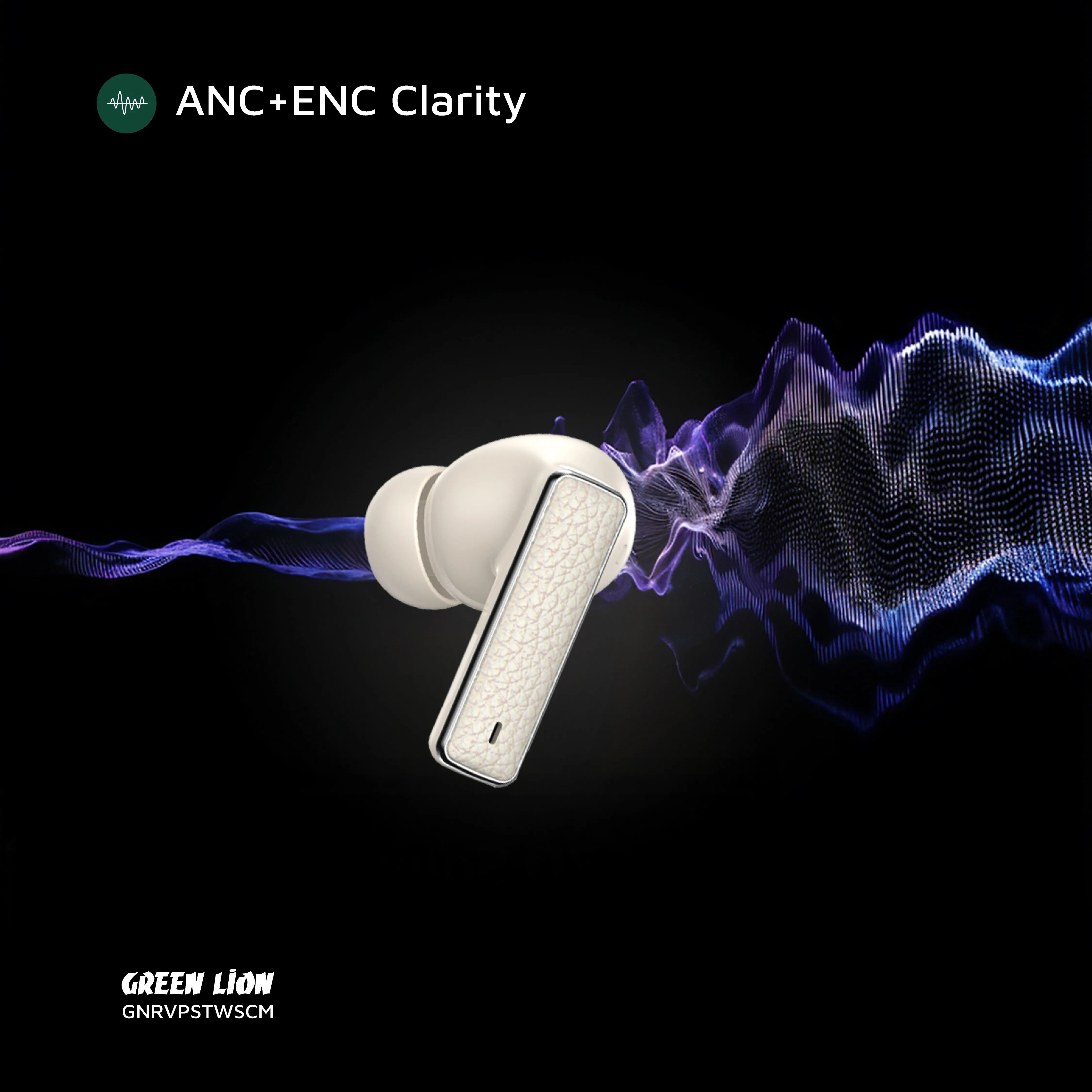 {GNRVPSTWSCM} Green Lion River Plus True Wireless Earbuds - Cream