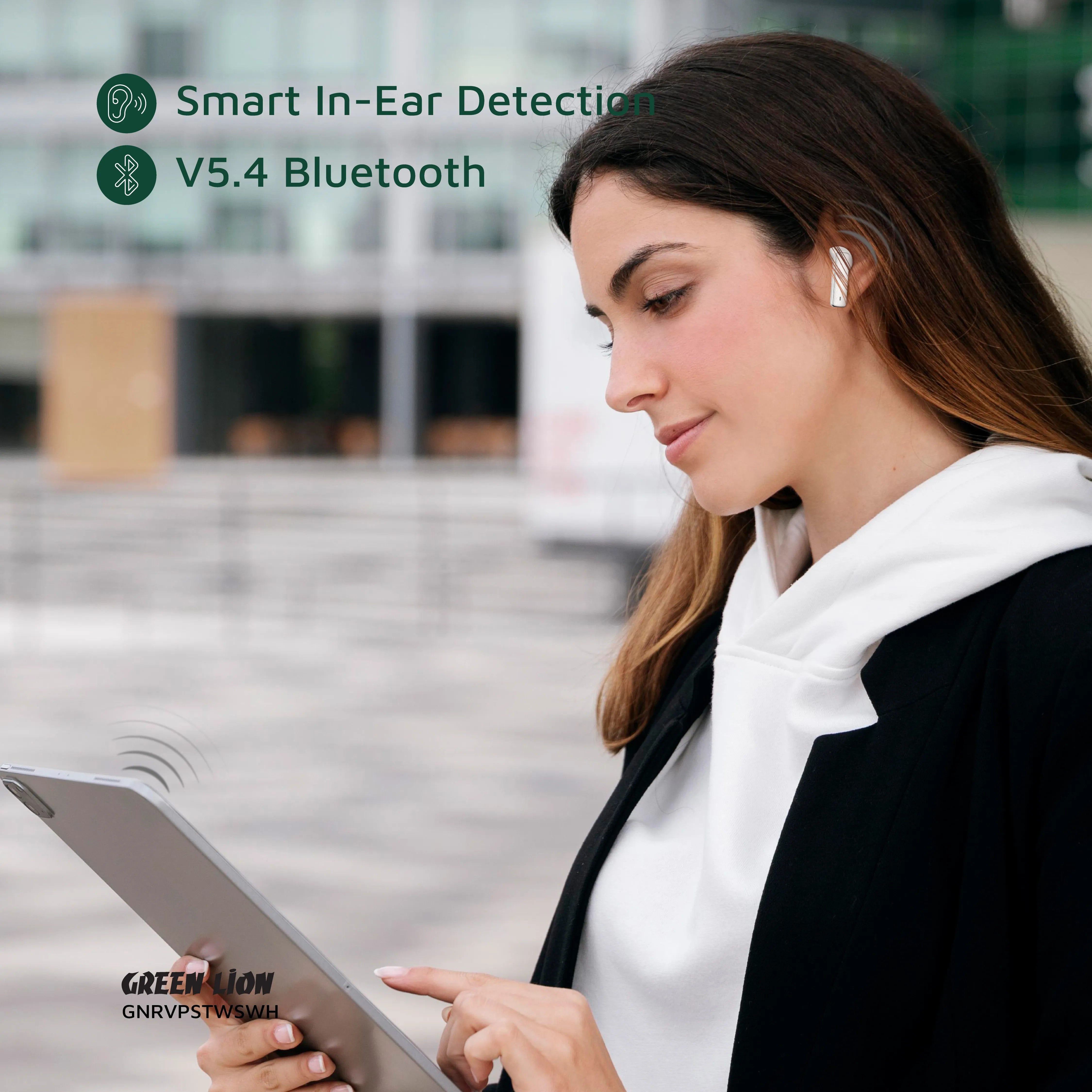 {GNRVPSTWSWH} Green Lion River Plus True Wireless Earbuds - White
