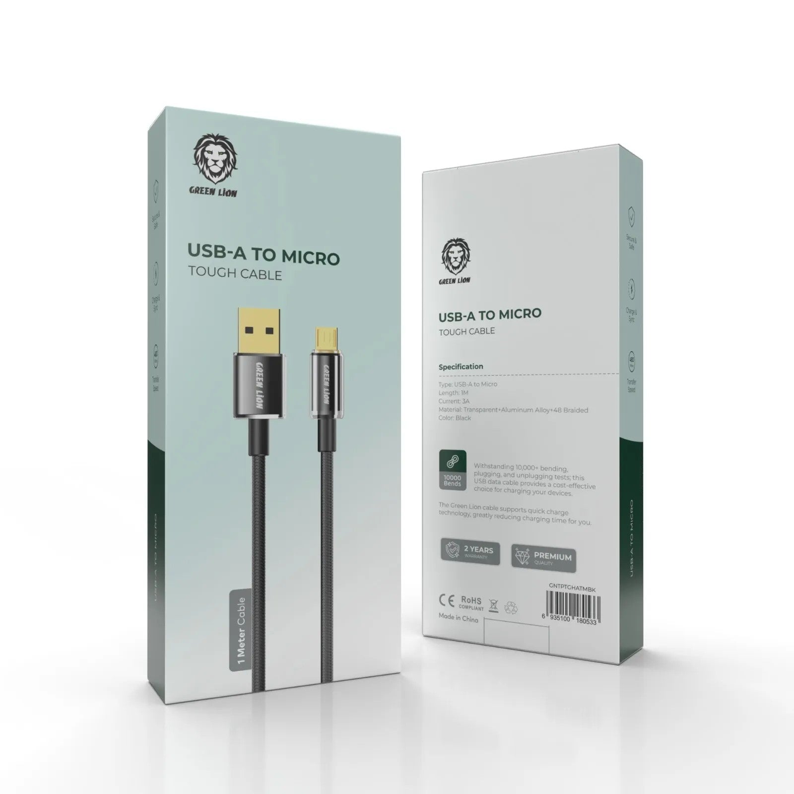 {GNTPTGHATMBK} Green Lion USB-A to Micro USB Touch Cable 1M 3A - Black