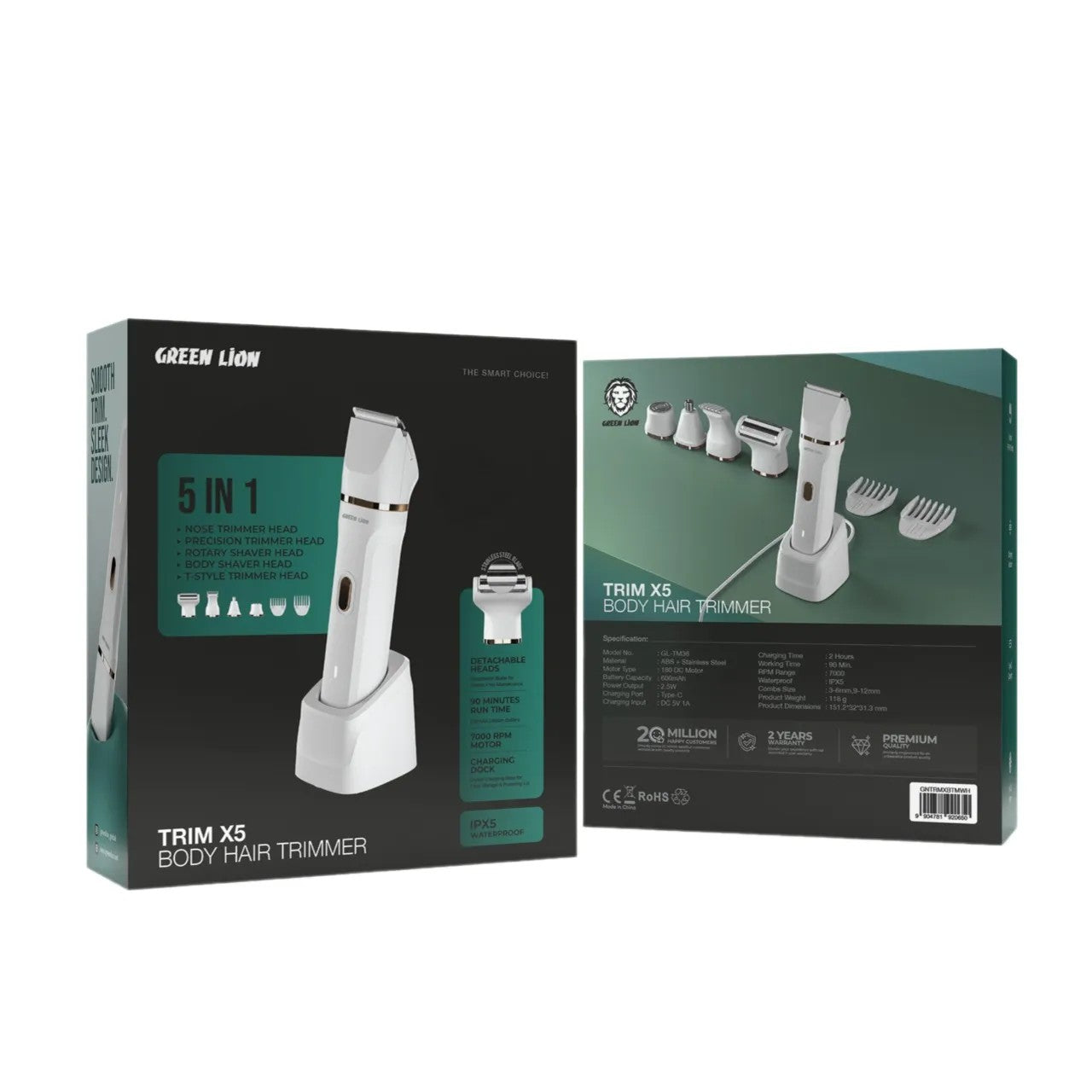 {GNTRMXBTMWH} Green Lion Trim X5 Body Hair Trimmer - White