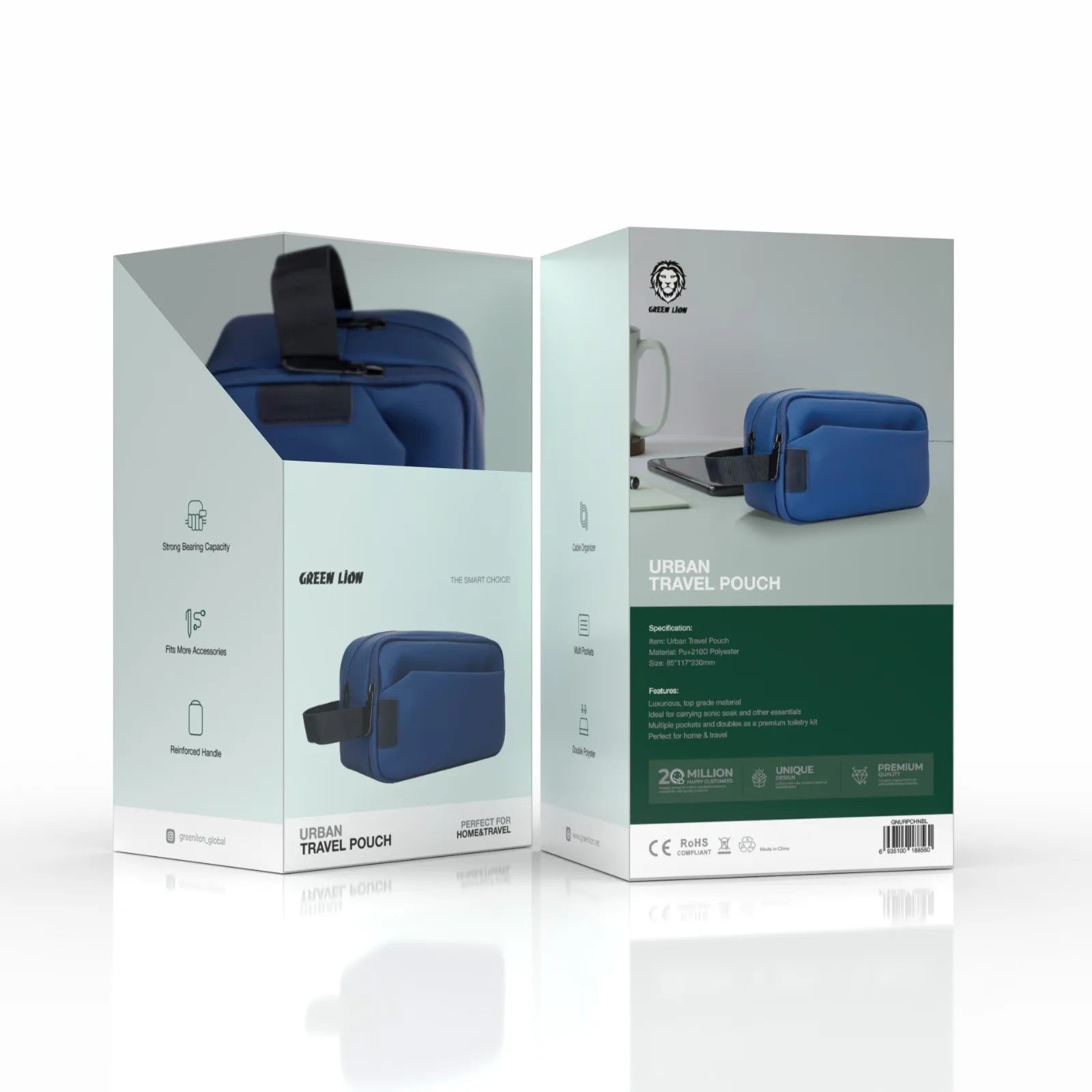 {GNURPCHNBL} Green Lion Urban Travel Pouch - Blue