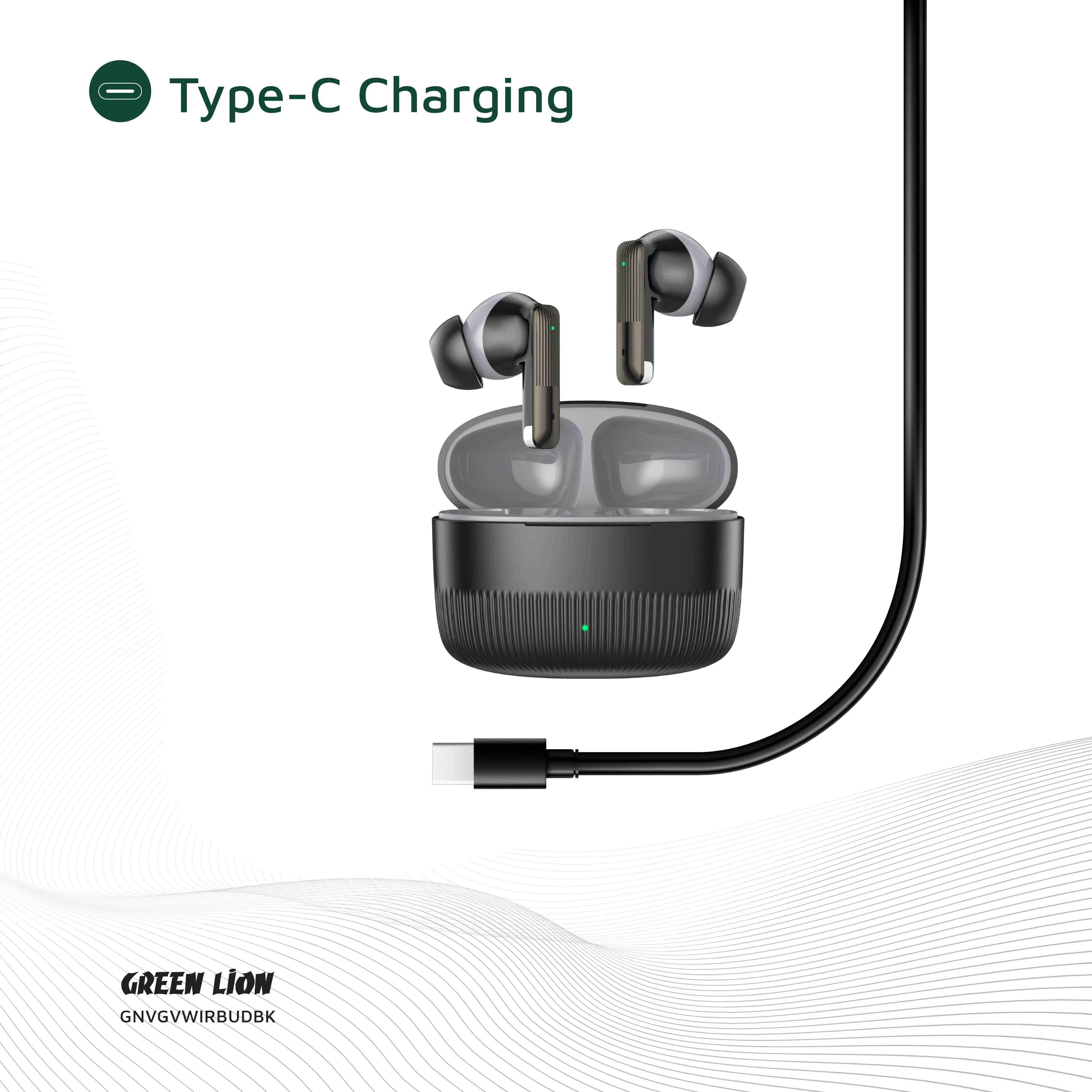 {GNVGVWIRBUDBK} Green Lion Vancouver Wireless Earbuds - Black