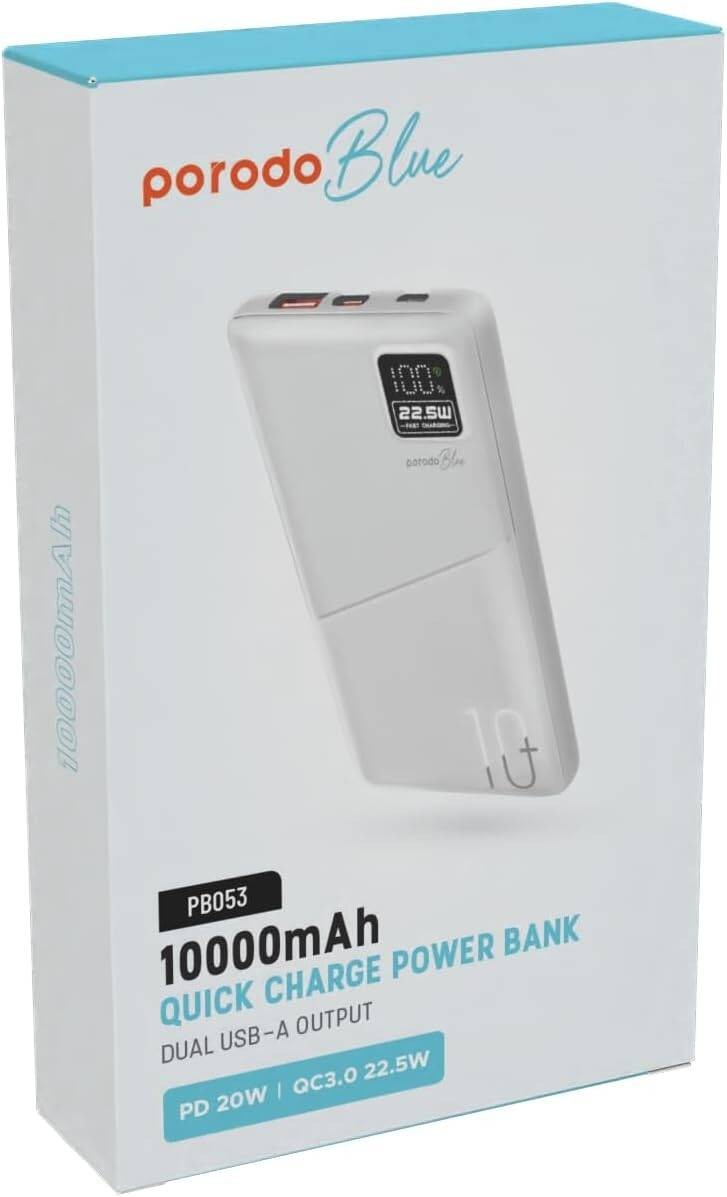 {PB-22WPB10K-BK} Porodo Blue 10000 mAh 22.5W PD Powerbank - Black