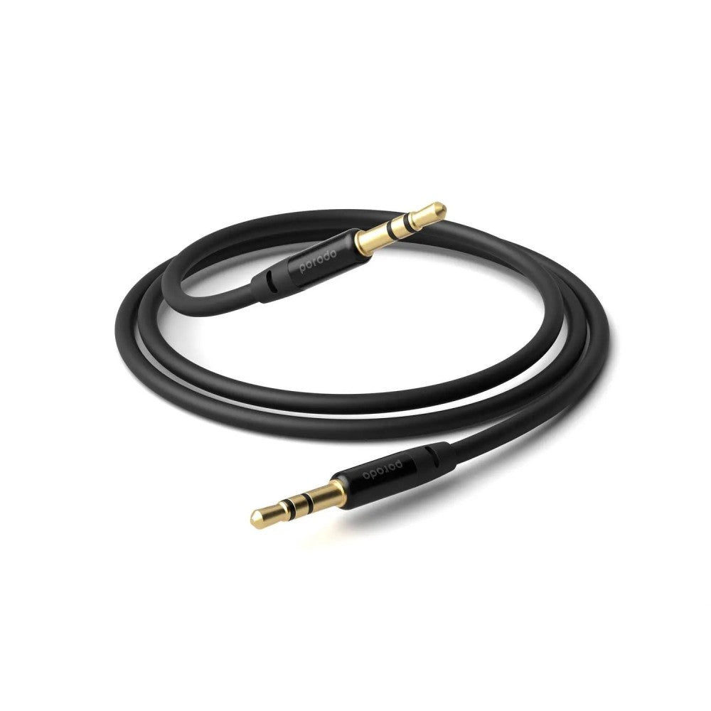 {PBAU12AUCBK} Porodo Blue PVC AUX Audio Cable 3.5mm 1M - Black