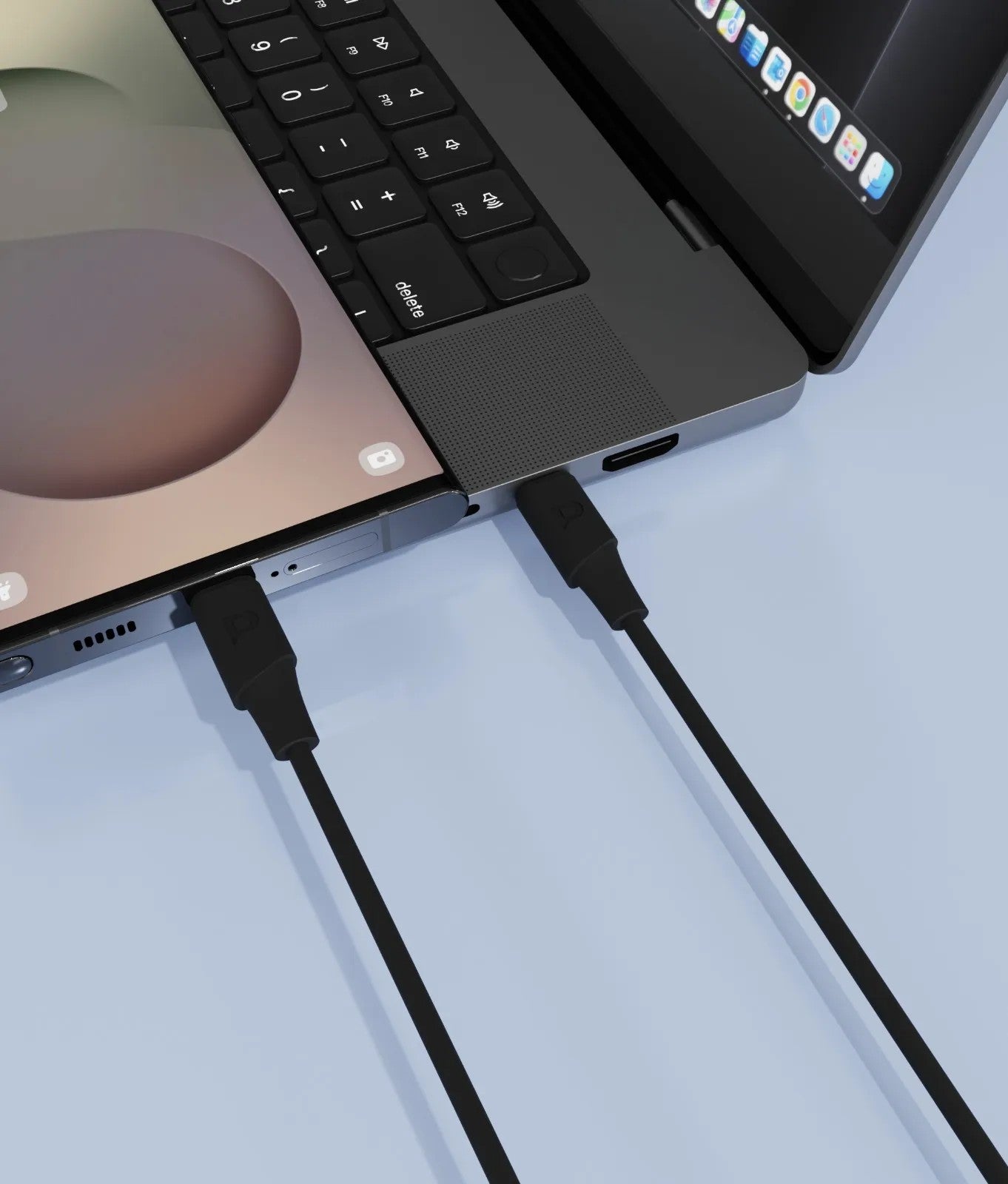 {PCAB014BK} Powerology 60W USB-C to USB-C V2.0 TPE Jacket Over-Molded Cable 1.2 Meter - Black