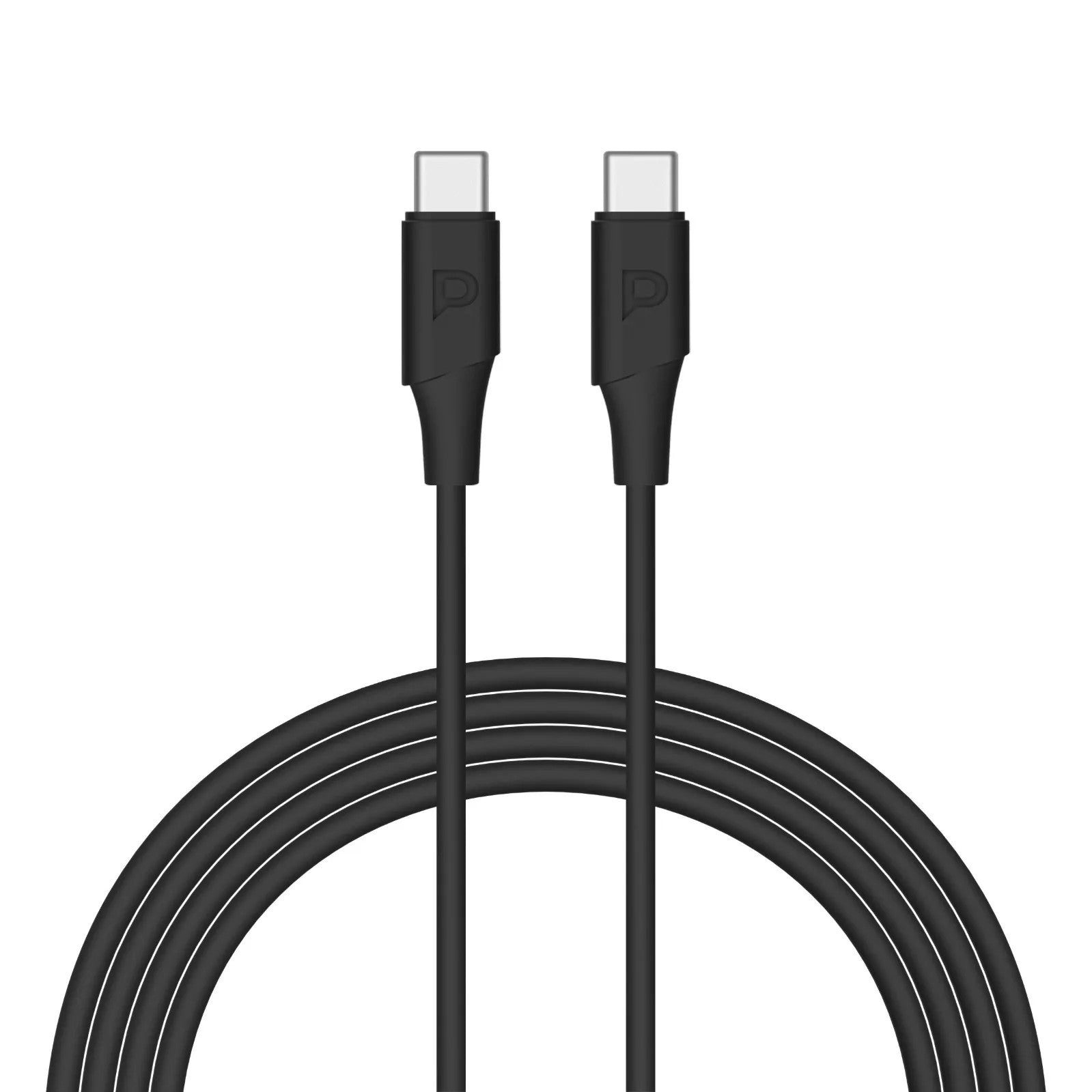 {PCAB014BK} Powerology 60W USB-C to USB-C V2.0 TPE Jacket Over-Molded Cable 1.2 Meter - Black
