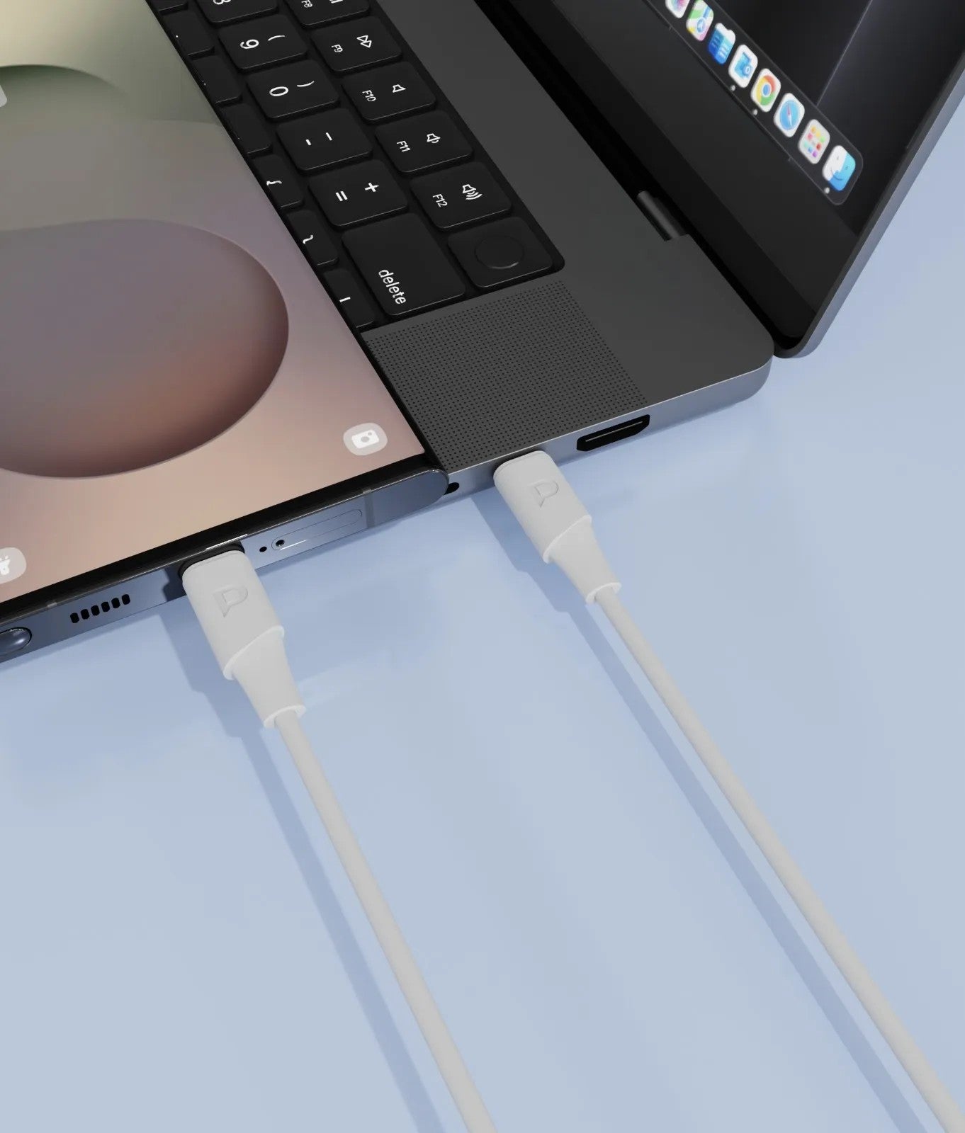 {PCAB014WH} Powerology 60W USB-C to USB-C V2.0 TPE Jacket Over-Molded Cable 1.2 Meter - White