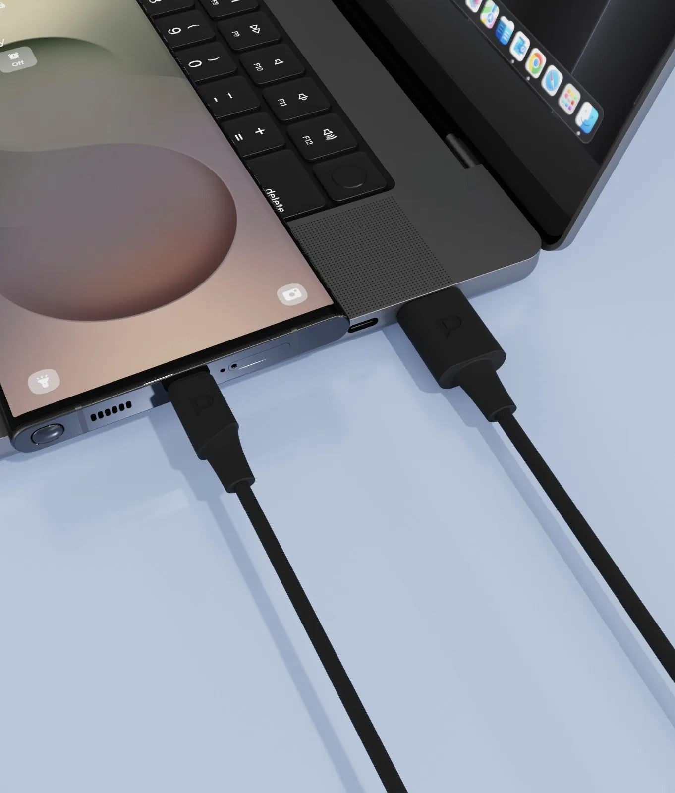 {PCAB015BK} Powerology USB-A to USBC TPE Jacket Over-Molded Cable 1.2 Meter - Black