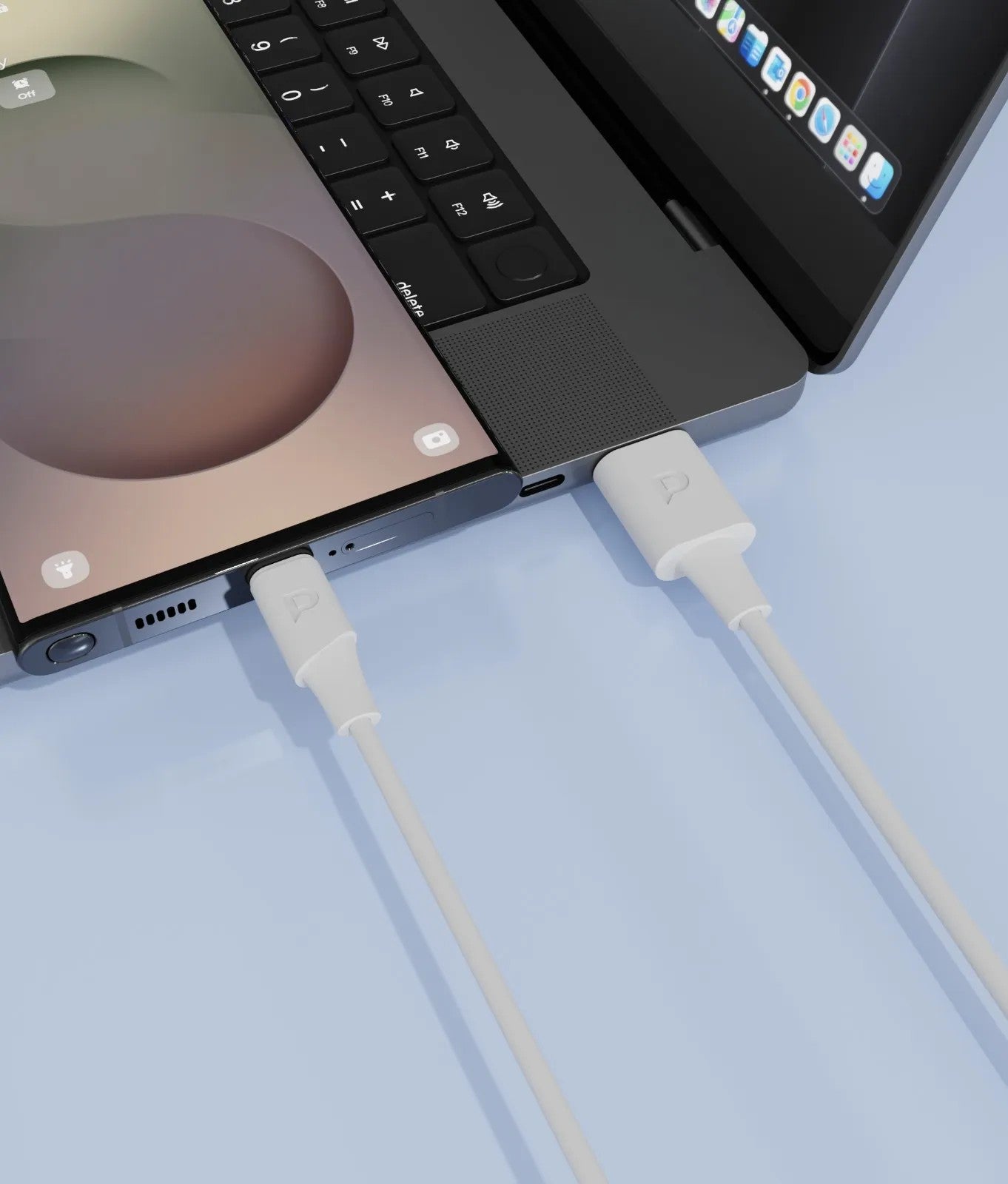 {PCAB015WH} Powerology USB-A to USB-C TPE Jacket Over-Molded Cable 1.2 Meter - White