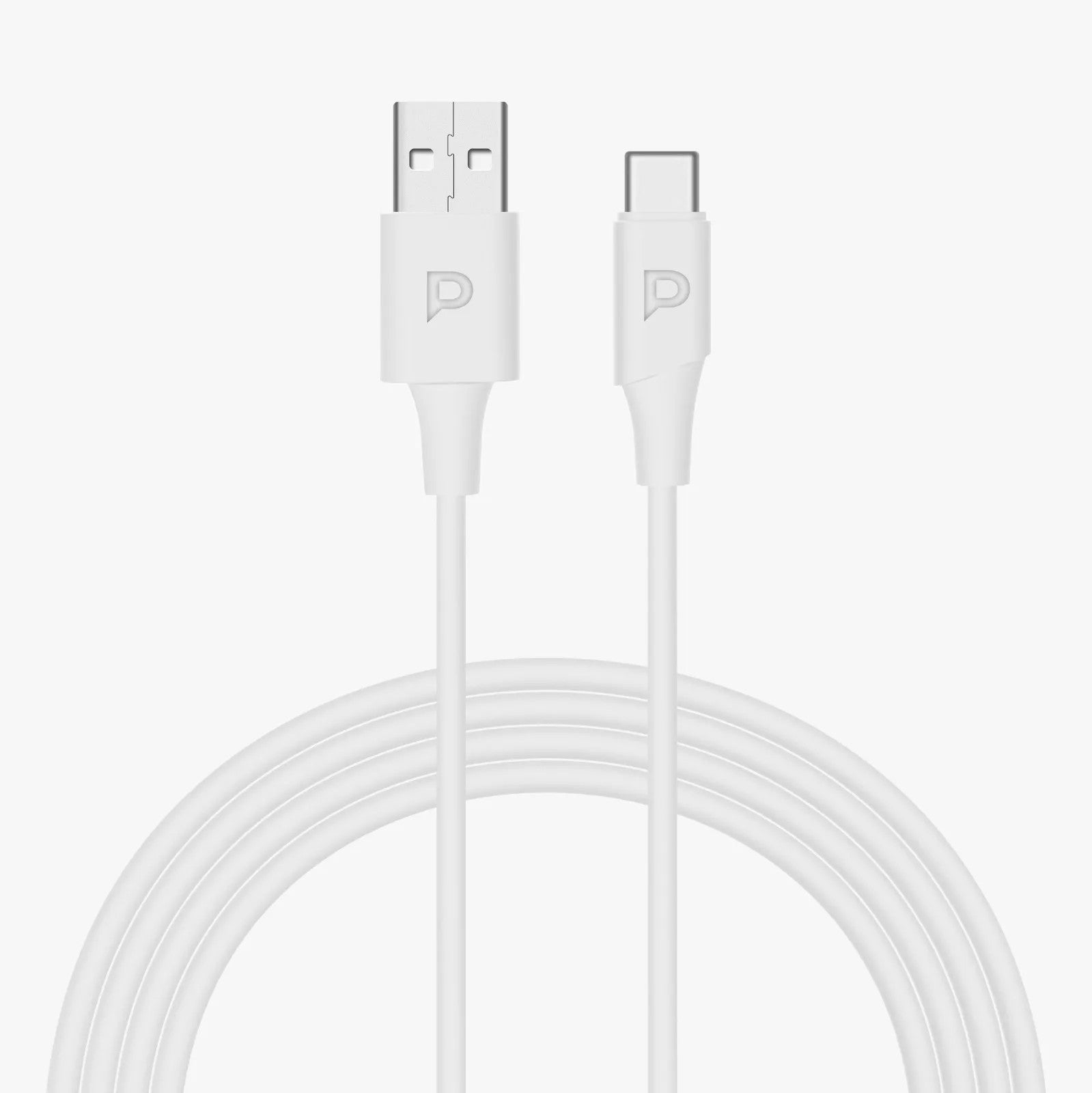 {PCAB015WH} Powerology USB-A to USB-C TPE Jacket Over-Molded Cable 1.2 Meter - White