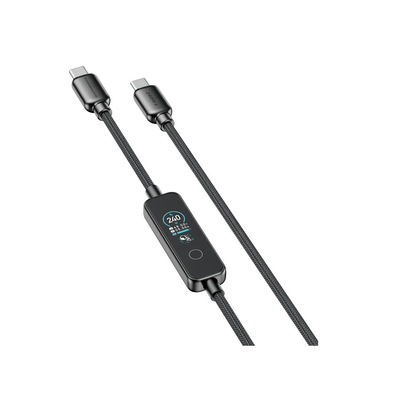 {PCABCM0121BK} Powerology 240W C to C cable with TFT Display - Black