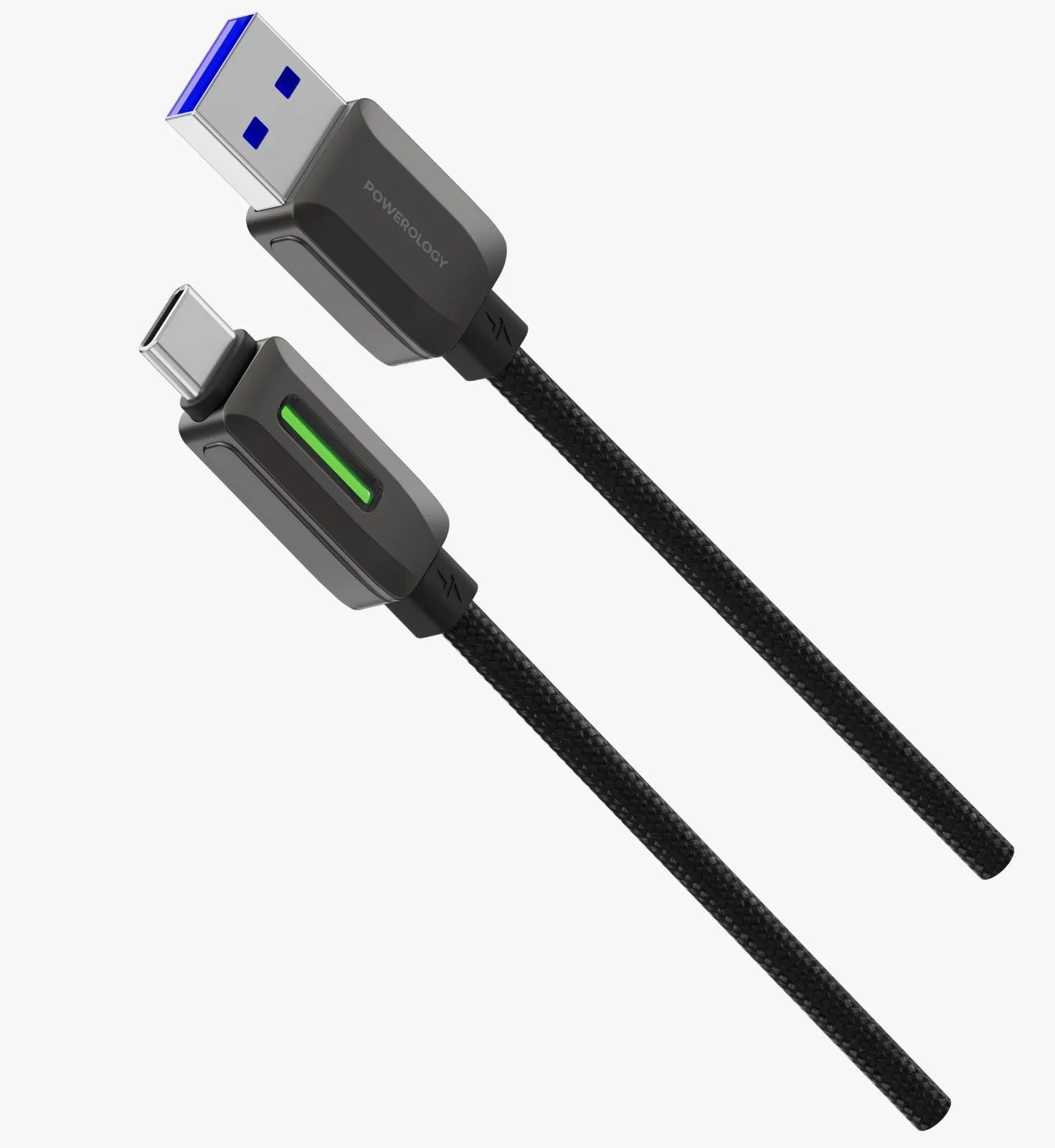 {PCABXGH122BK} Powerology 15W Zinc Alloy+48 braiding USB A - Type C Cable - Black