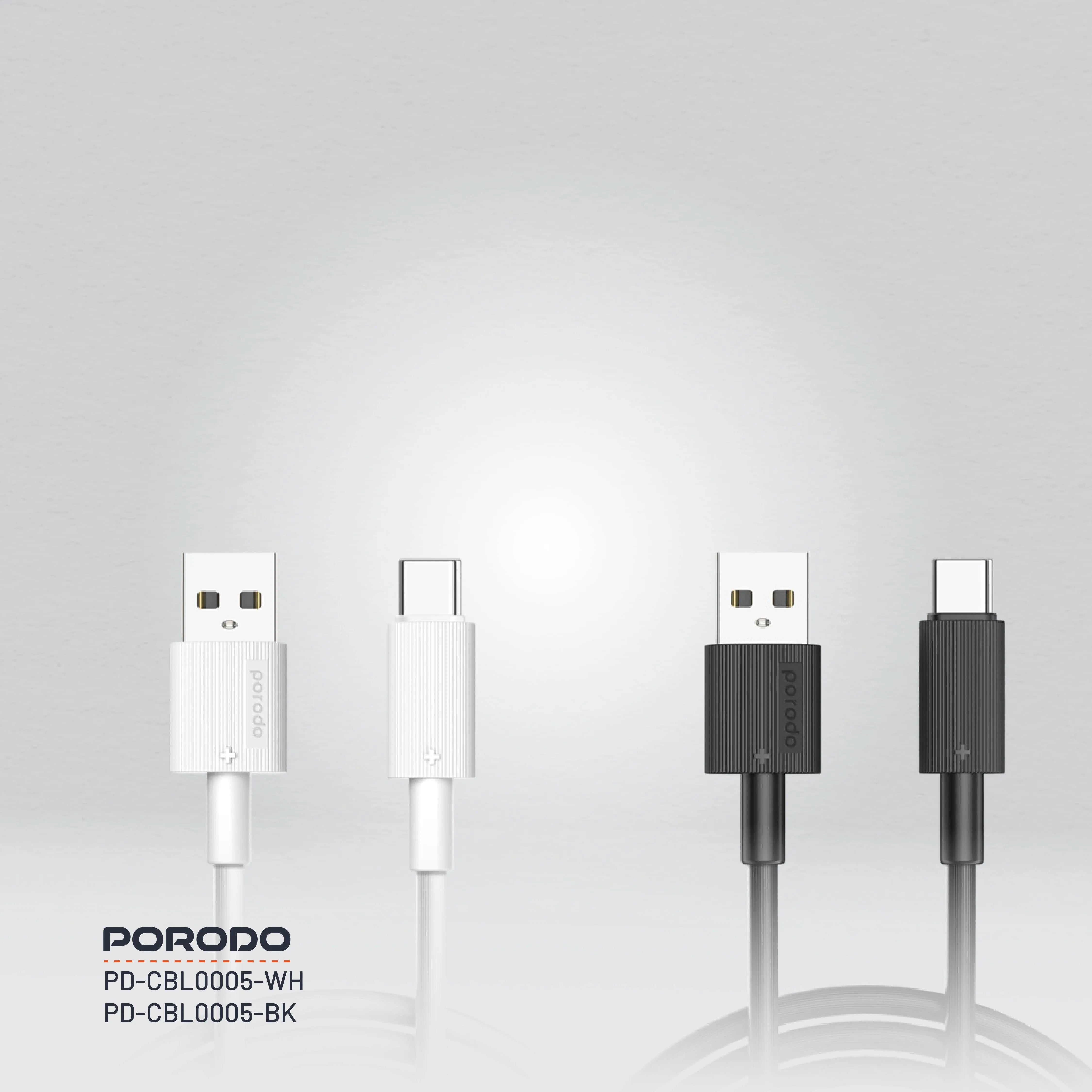 {PD-CBL0005-WH} Porodo USB A to C PVC Cable 3m - White
