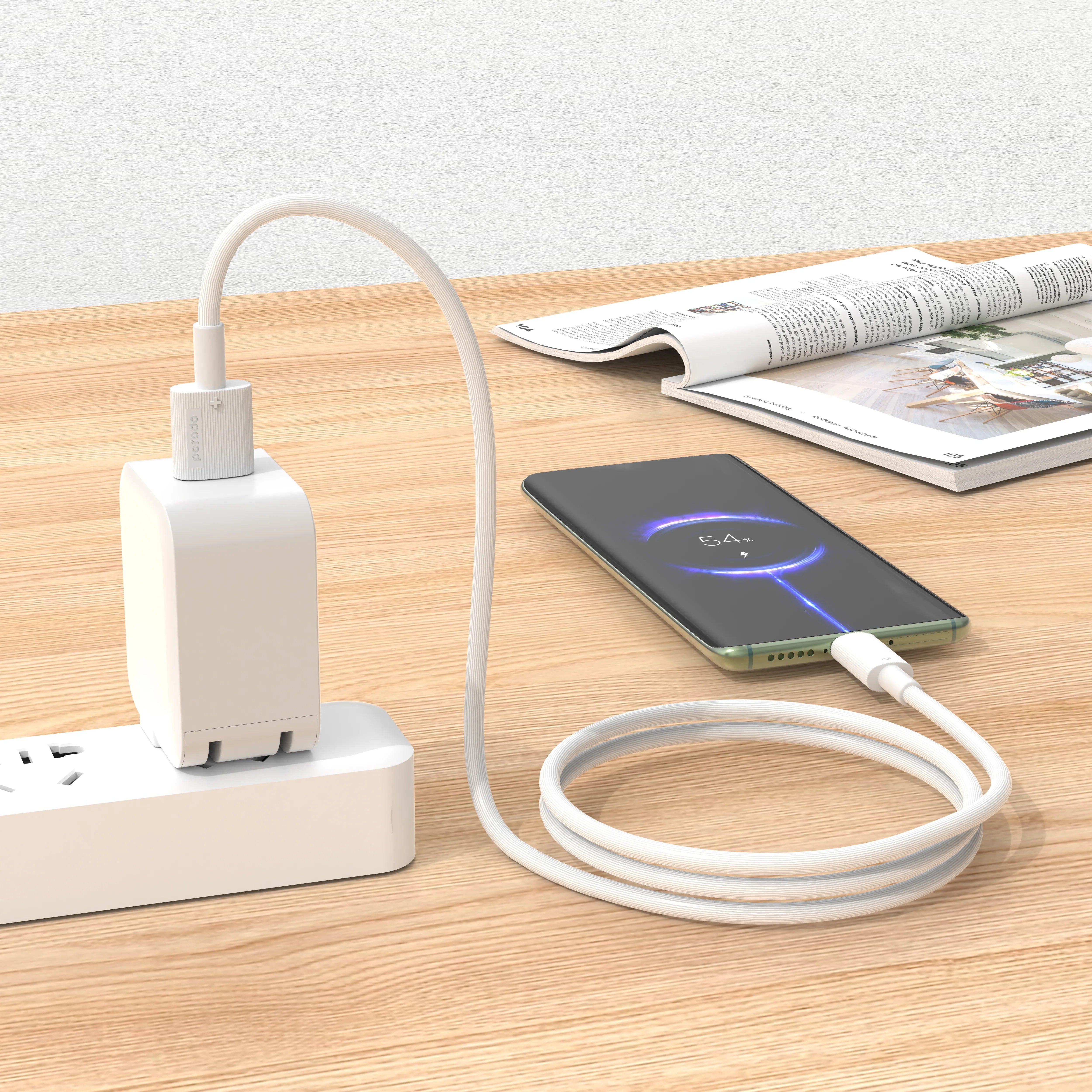 {PD-CBL0005-WH} Porodo USB A to C PVC Cable 3m - White