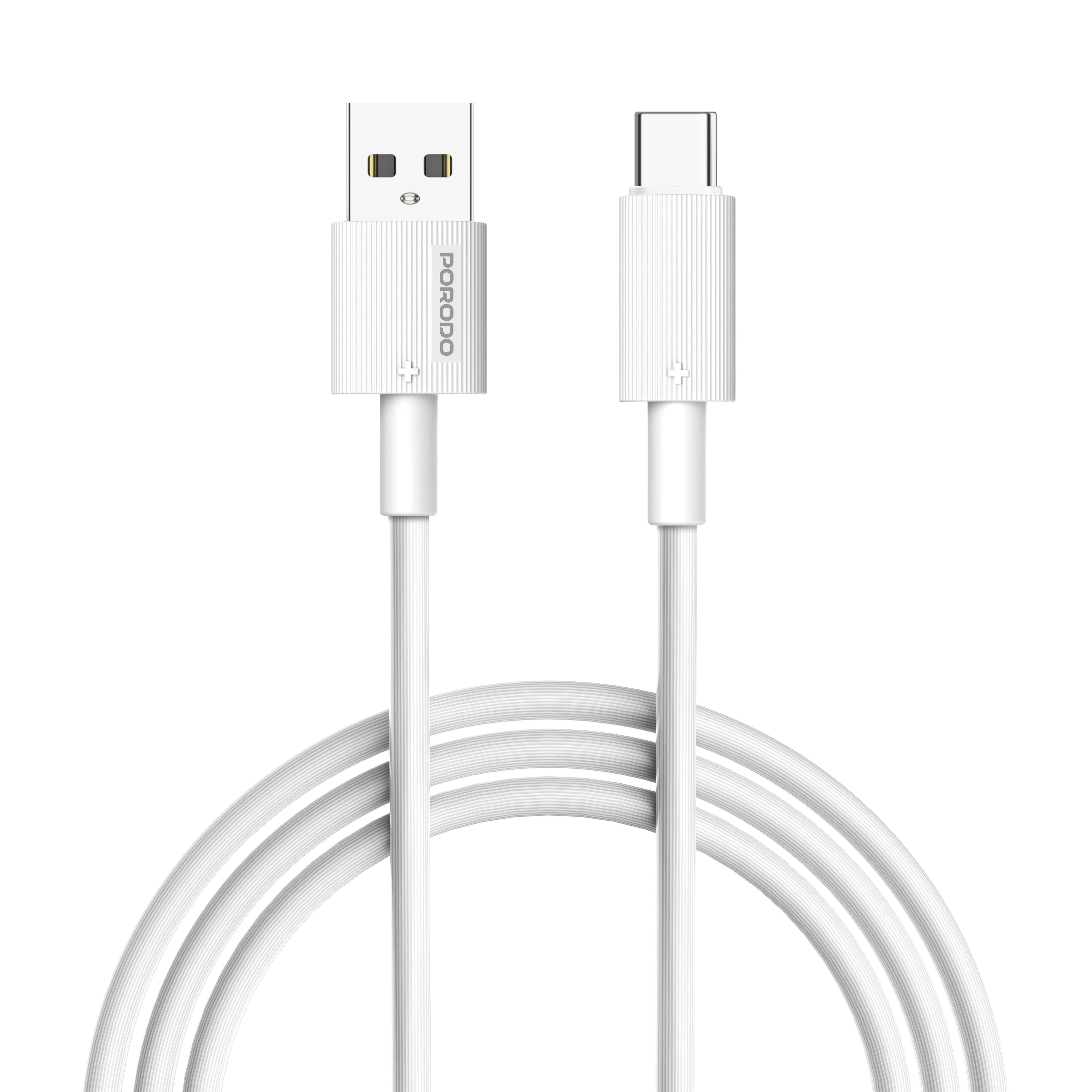 {PD-CBL0005-WH} Porodo USB A to C PVC Cable 3m - White