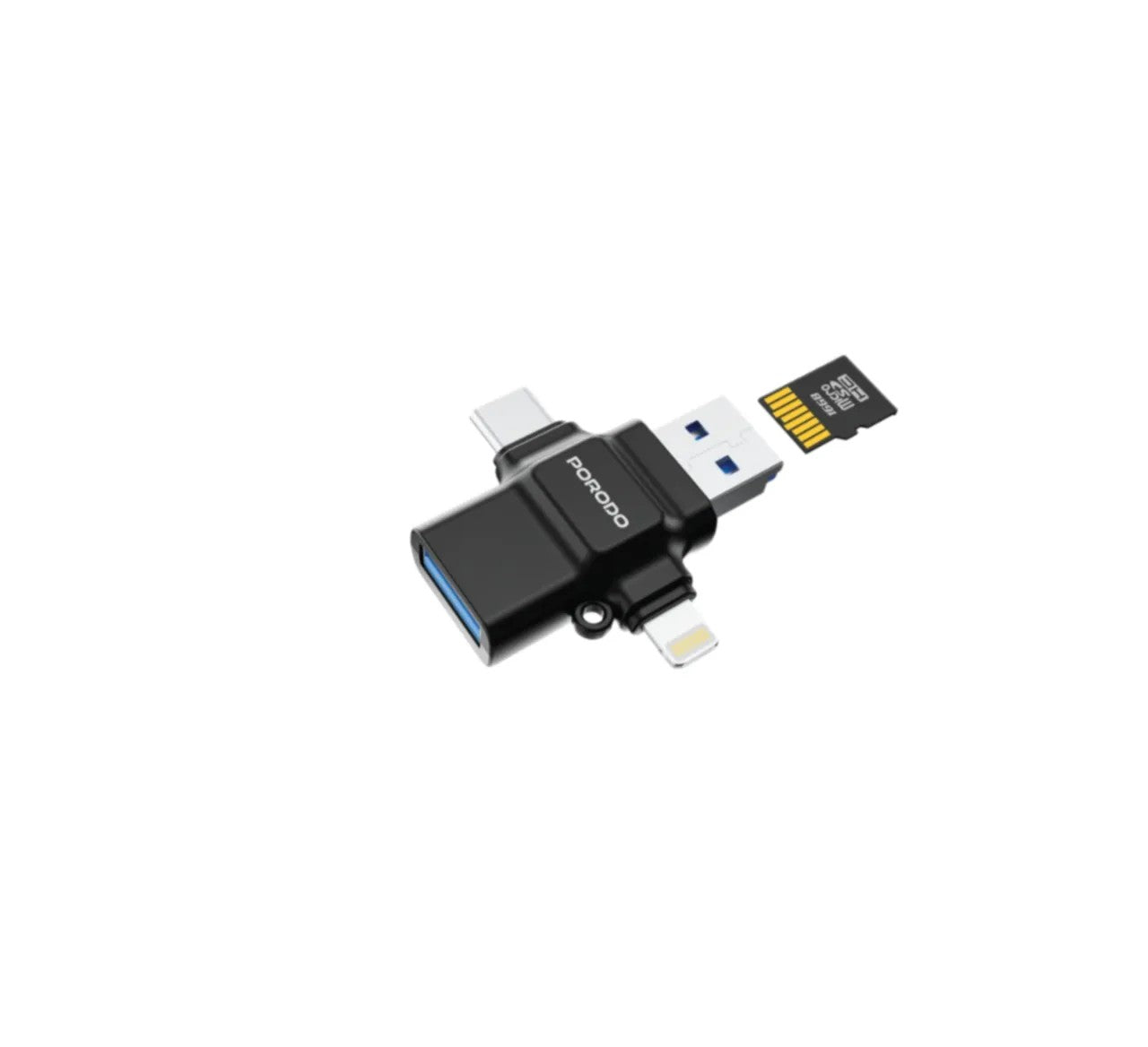 {PD-ETK09-BK} Porodo 4-in-1 Memory Card Reader - Black