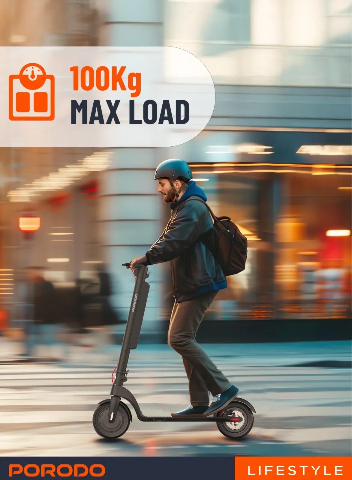 {PD-LFST009-BK} Porodo 350W Electric Scooter 36V/10AH 35KM- Black
