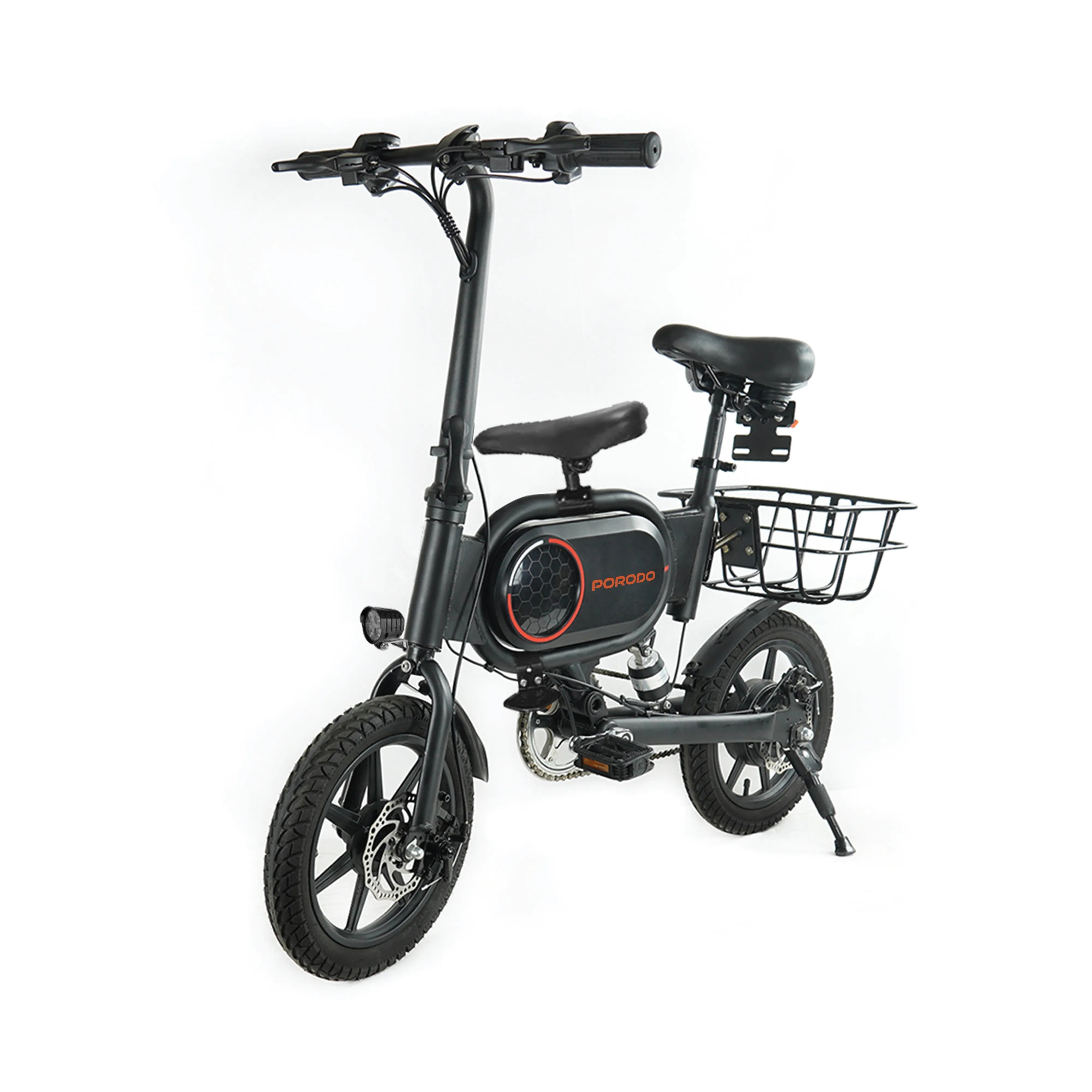 {PD-LFST083-BK} Porodo Lifestyle 350W Electric Bike Foldable with Baby Seat - Black