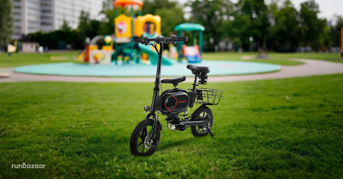 {PD-LFST083-BK} Porodo Lifestyle 350W Electric Bike Foldable with Baby Seat - Black