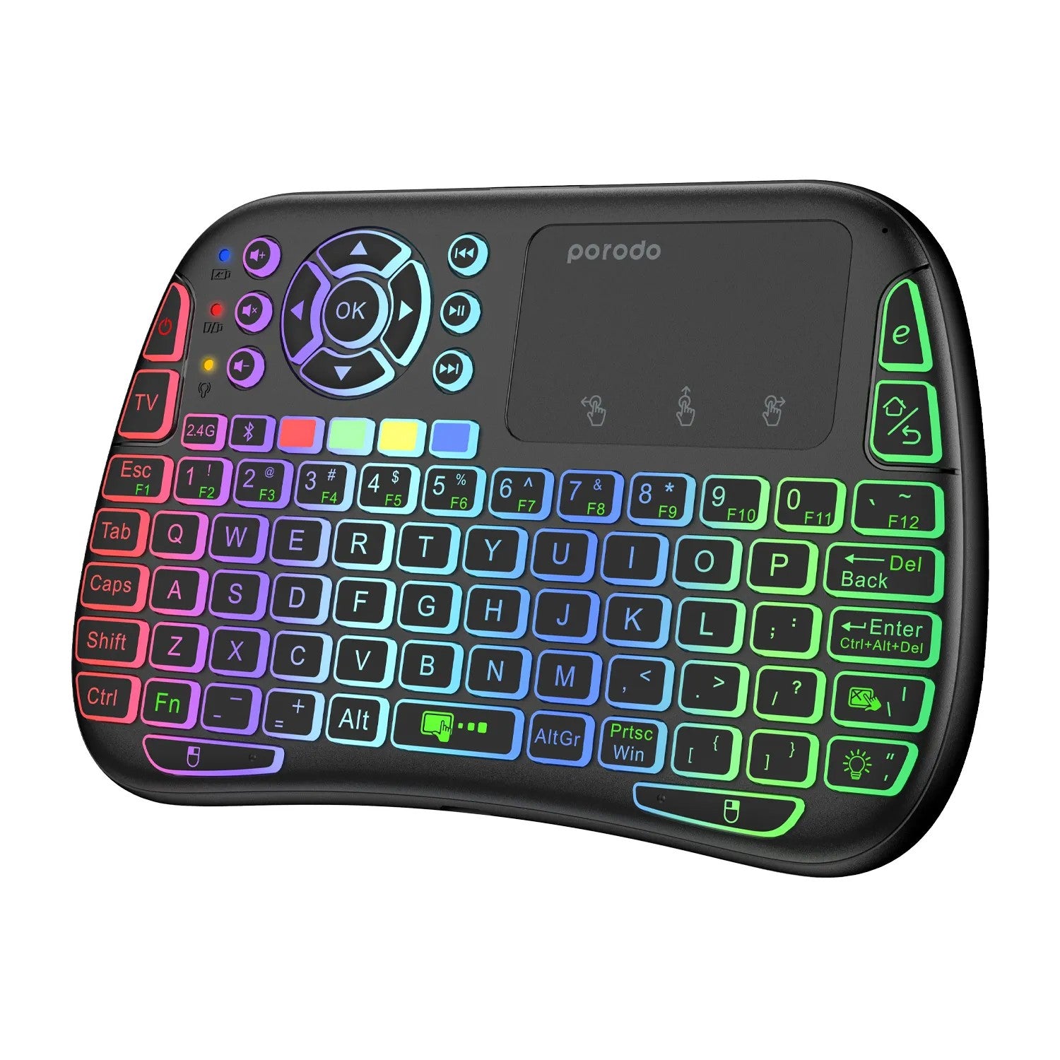 {PD-MWKTC-BK} Porodo Mini Wireless Keyboard Touch Combo - Black
