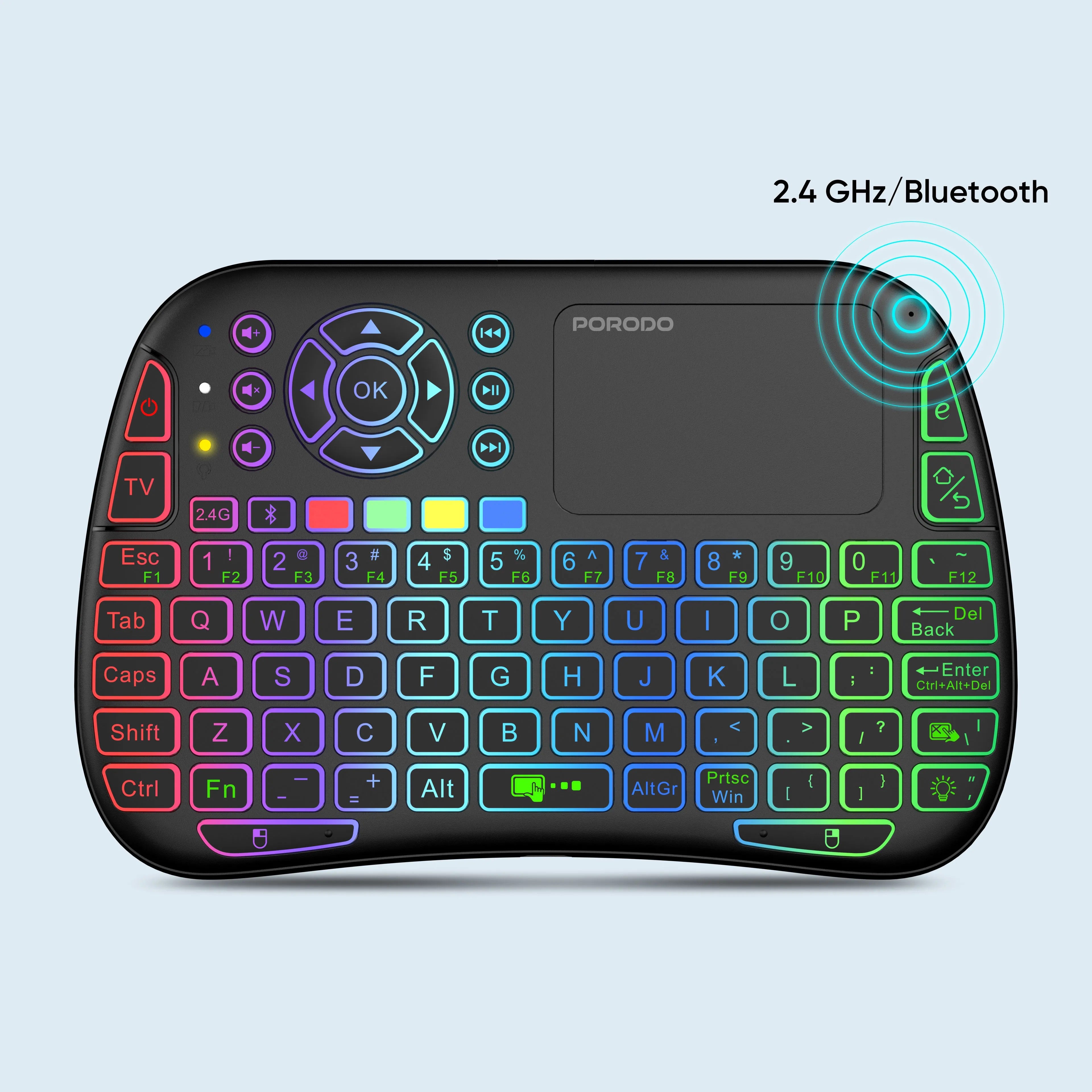 {PD-MWKTC-BK} Porodo Mini Wireless Keyboard Touch Combo - Black