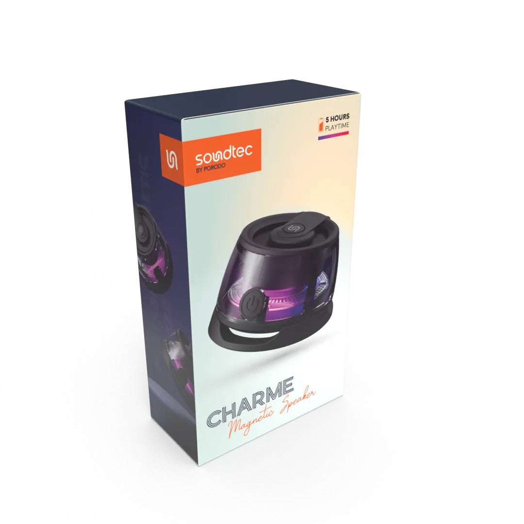 {PD-STMS3W-BK} Porodo Soundtec Charme Magnetic Speaker 3W with RGB LED Light Effect - Black