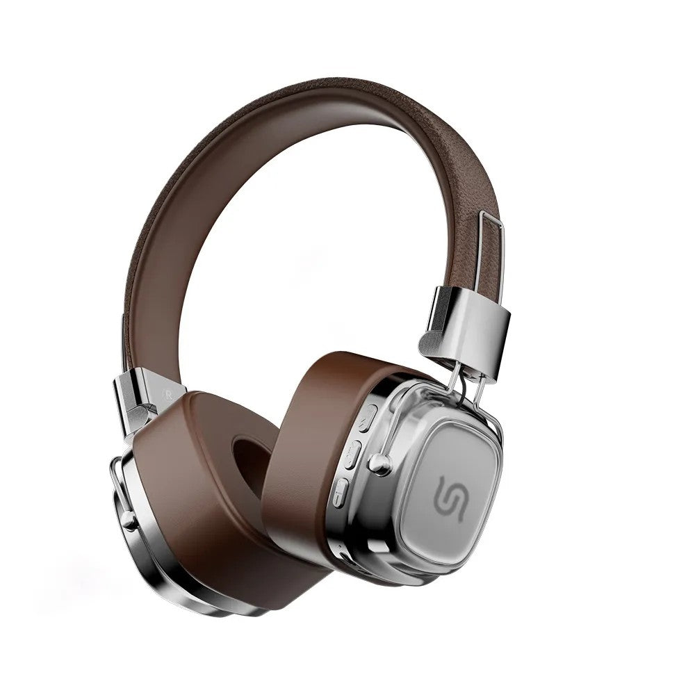 {PD-STWLEP037-BRSL} Porodo Soundtec Vintage Headphone - Brwon/Silver