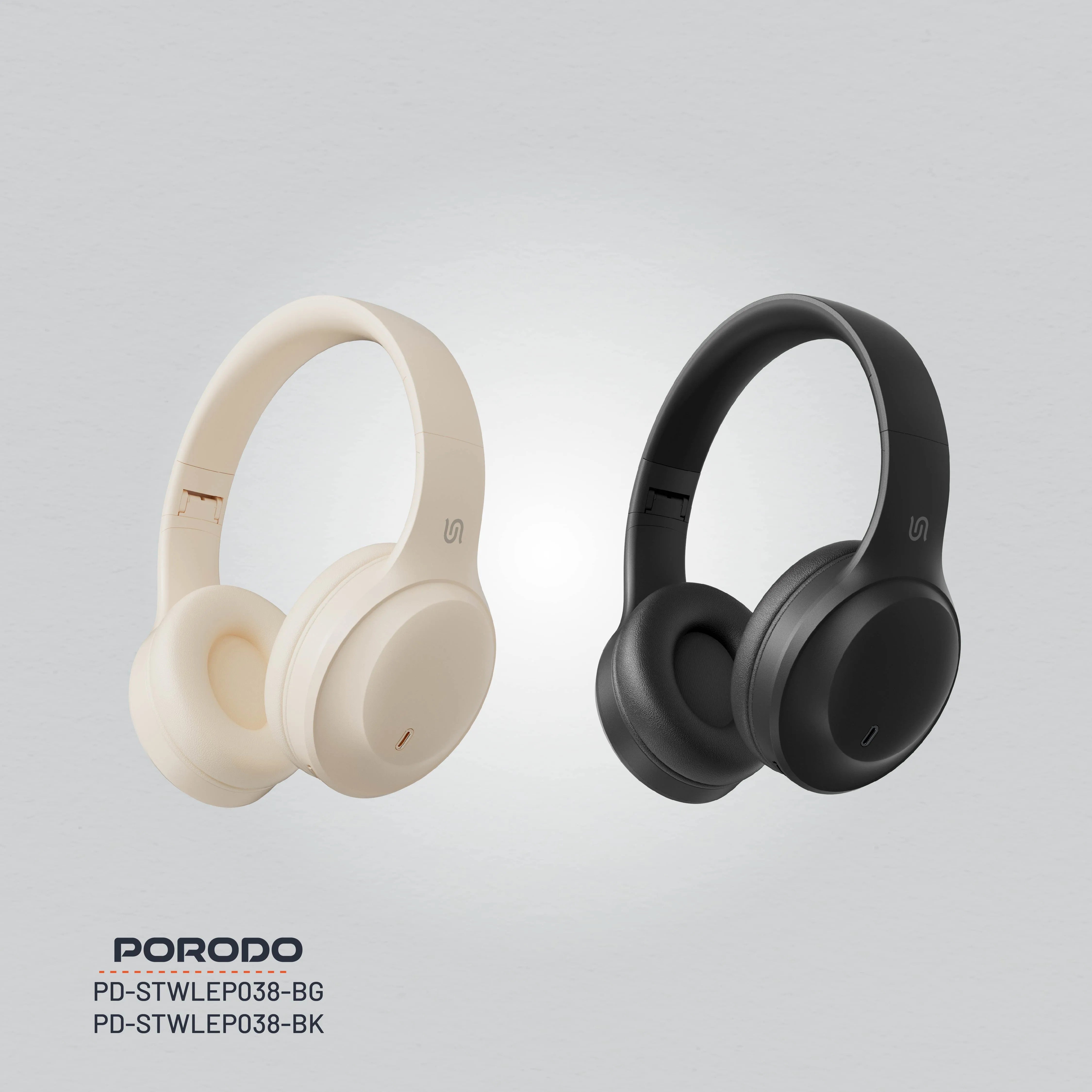 {PD-STWLEP038-BG} Porodo Soundtec Wireless Headphones - Beige