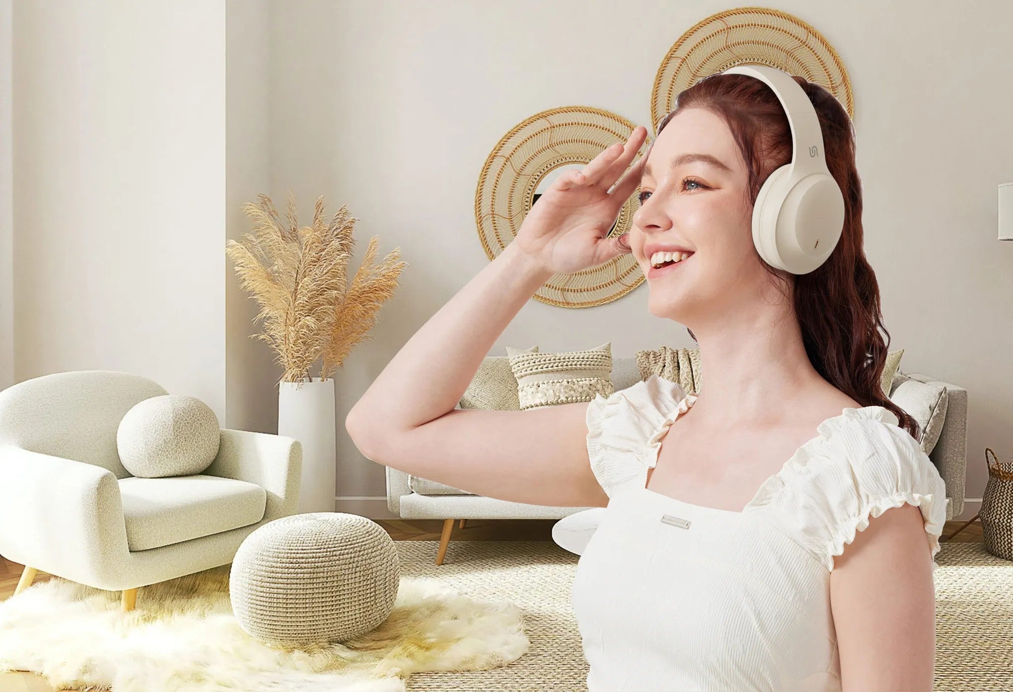 {PD-STWLEP038-BG} Porodo Soundtec Wireless Headphones - Beige