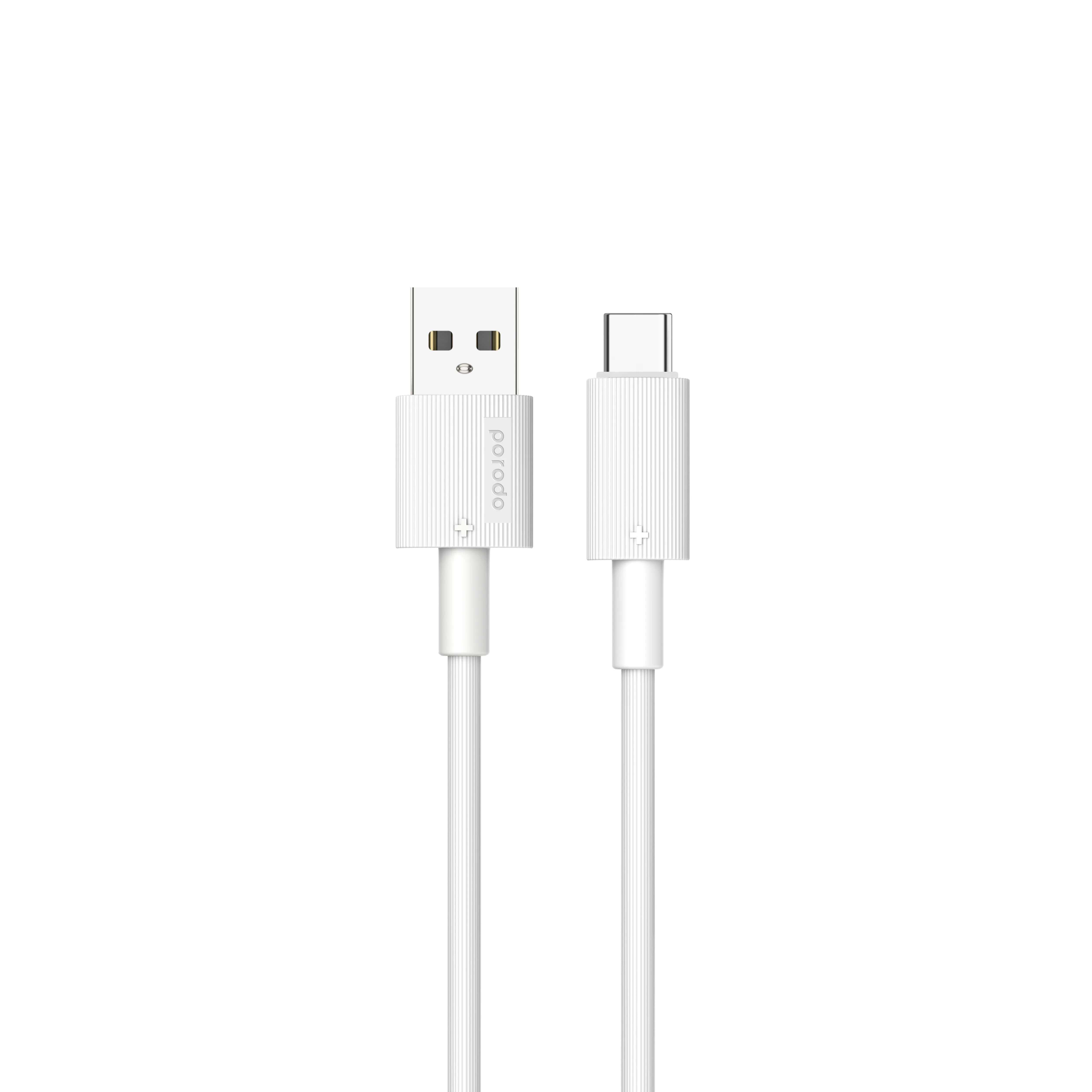 {PDCBL0001WH} Porodo USB A to C PVC Cable 1.2m - White