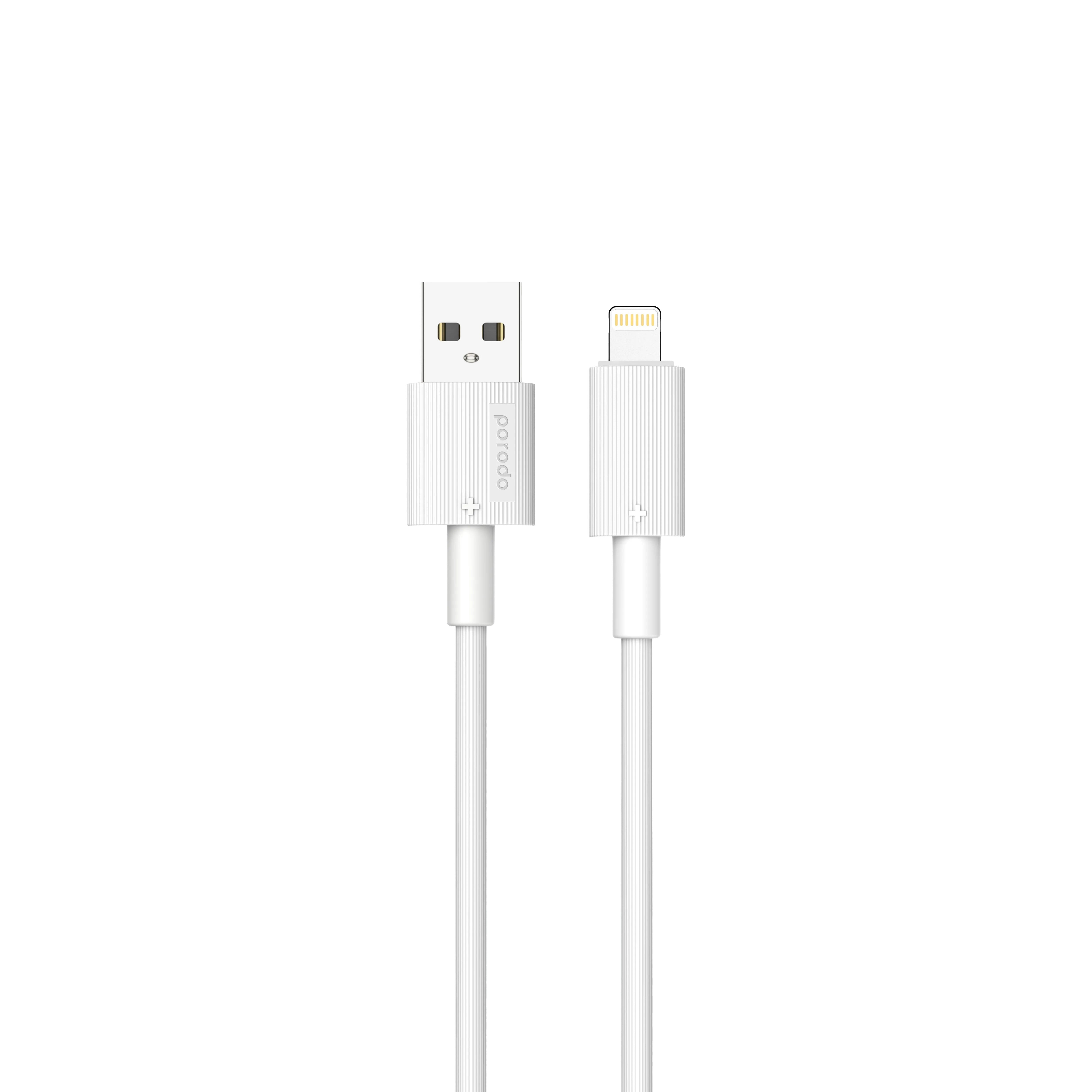 {PDCBL0002WH} Porodo USB A to Lightning PVC Cable 1.2m - White
