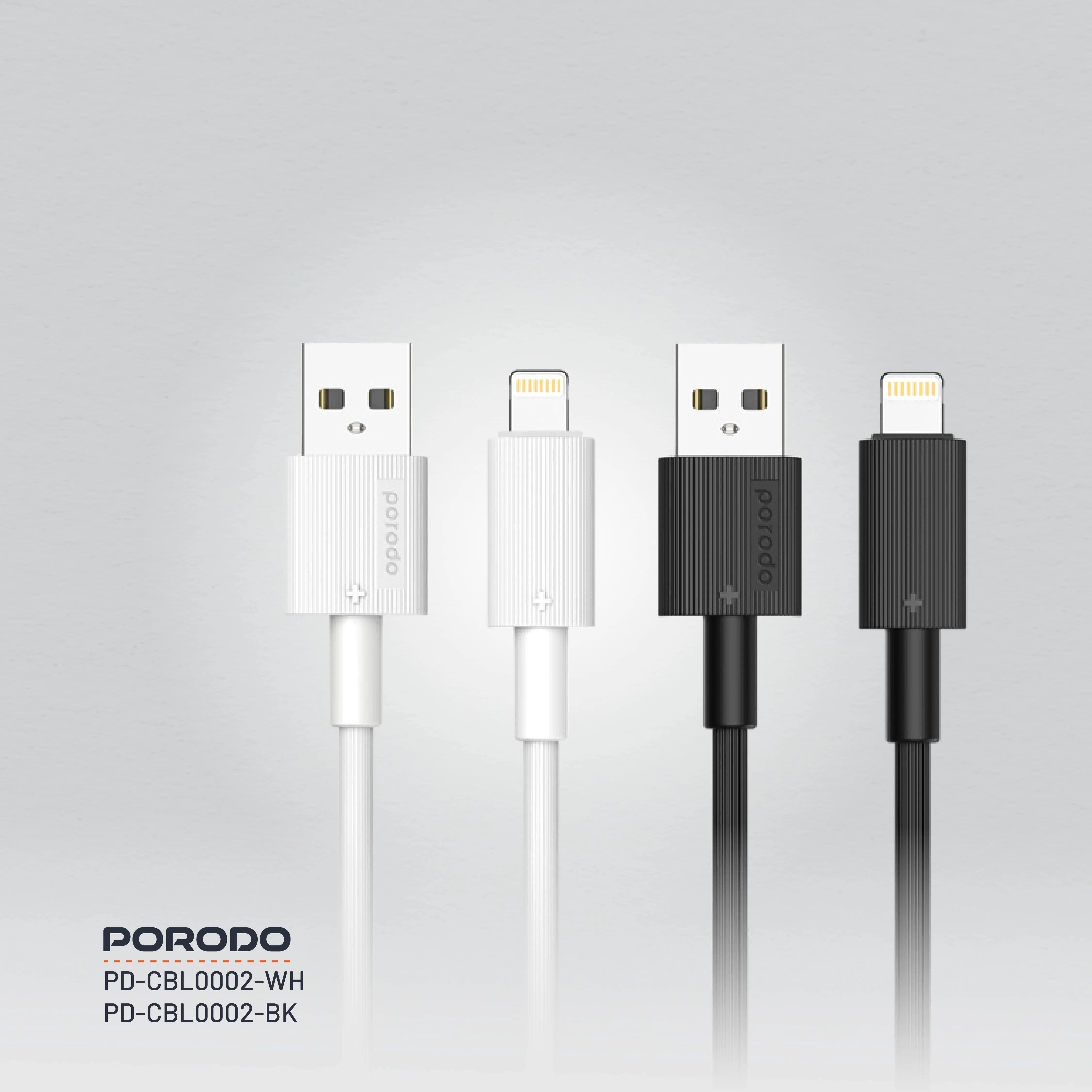{PDCBL0002WH} Porodo USB A to Lightning PVC Cable 1.2m - White