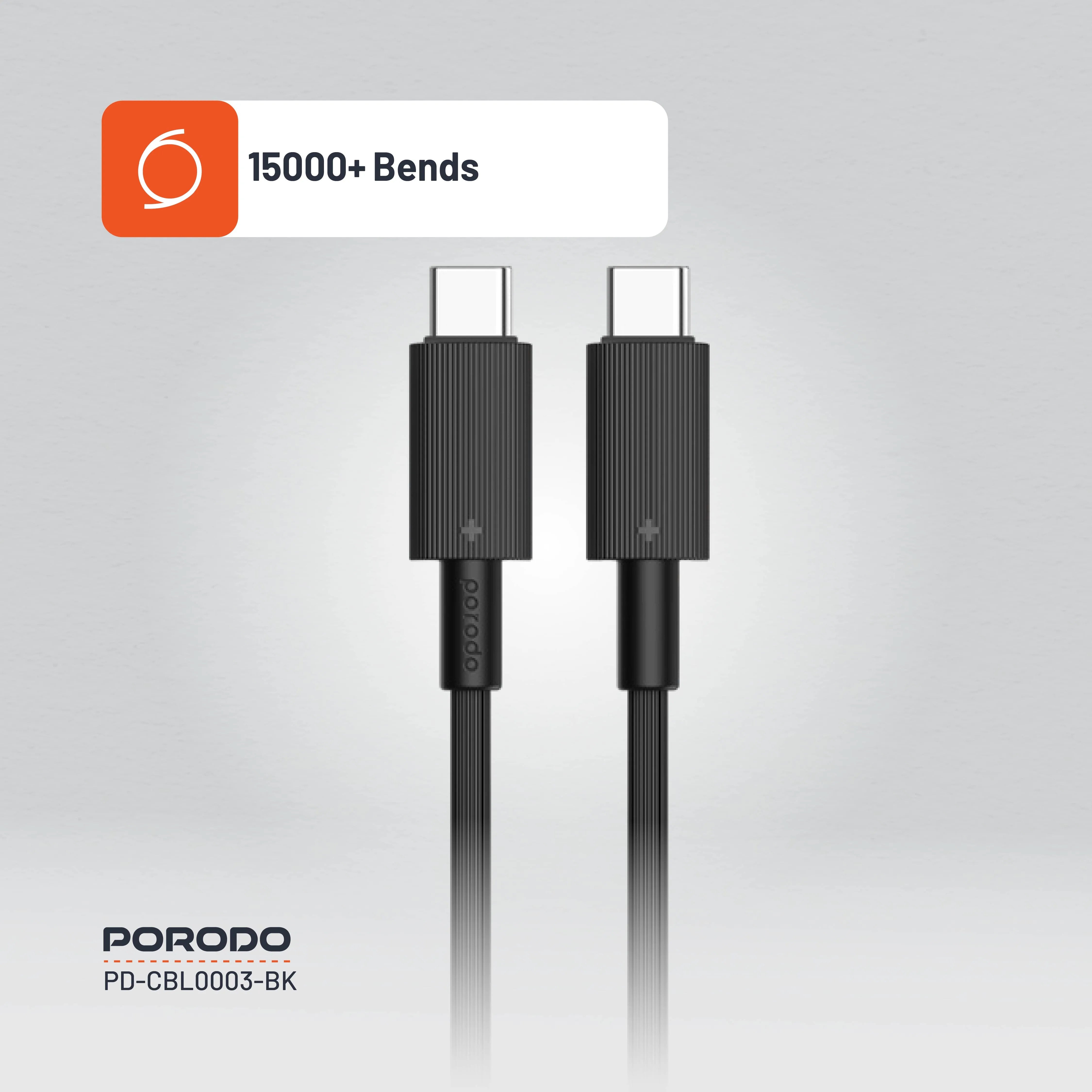 {PDCBL0003BK} Porodo Type-C to C PVC Cable 1.2m - Black