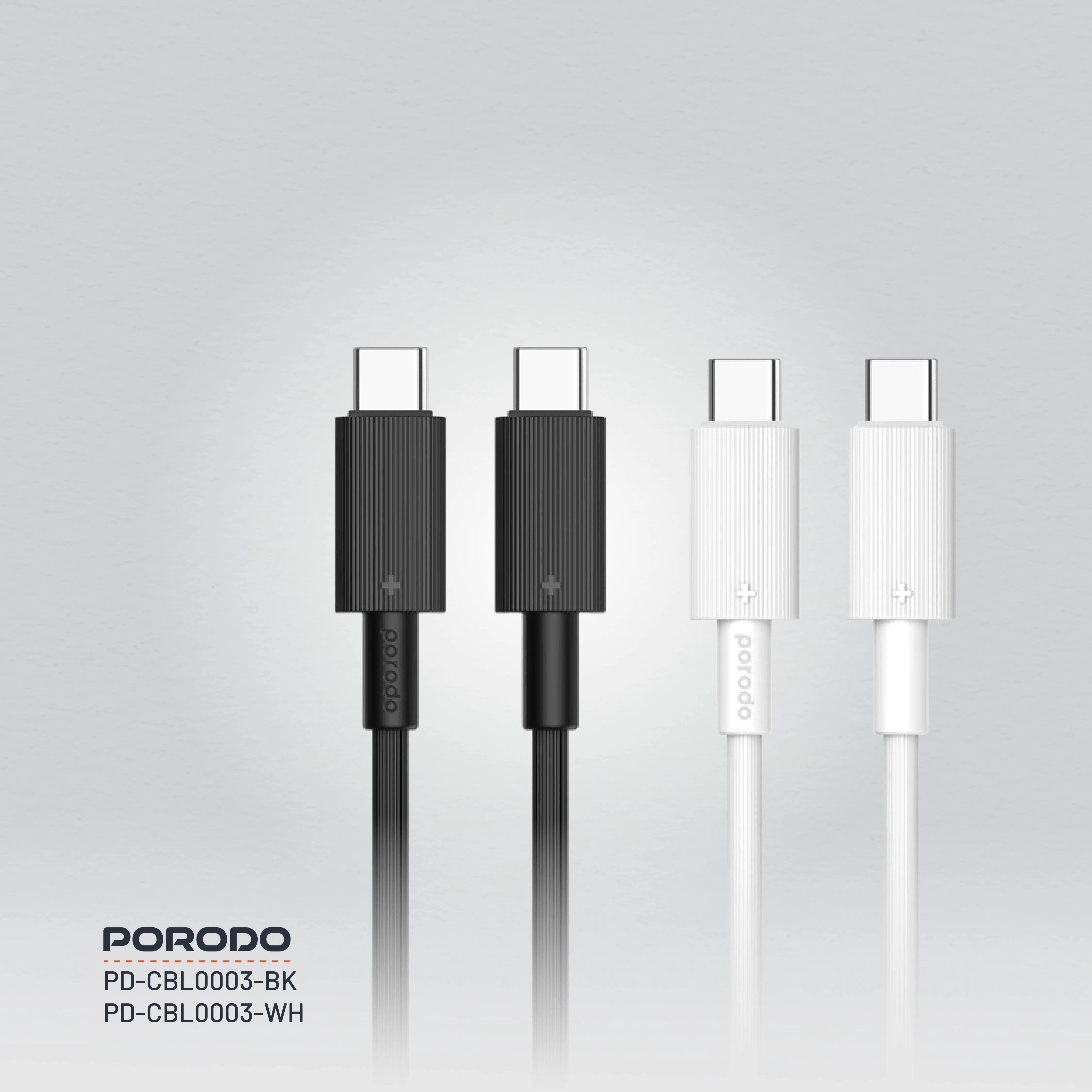 {PDCBL0003BK} Porodo Type-C to C PVC Cable 1.2m - Black