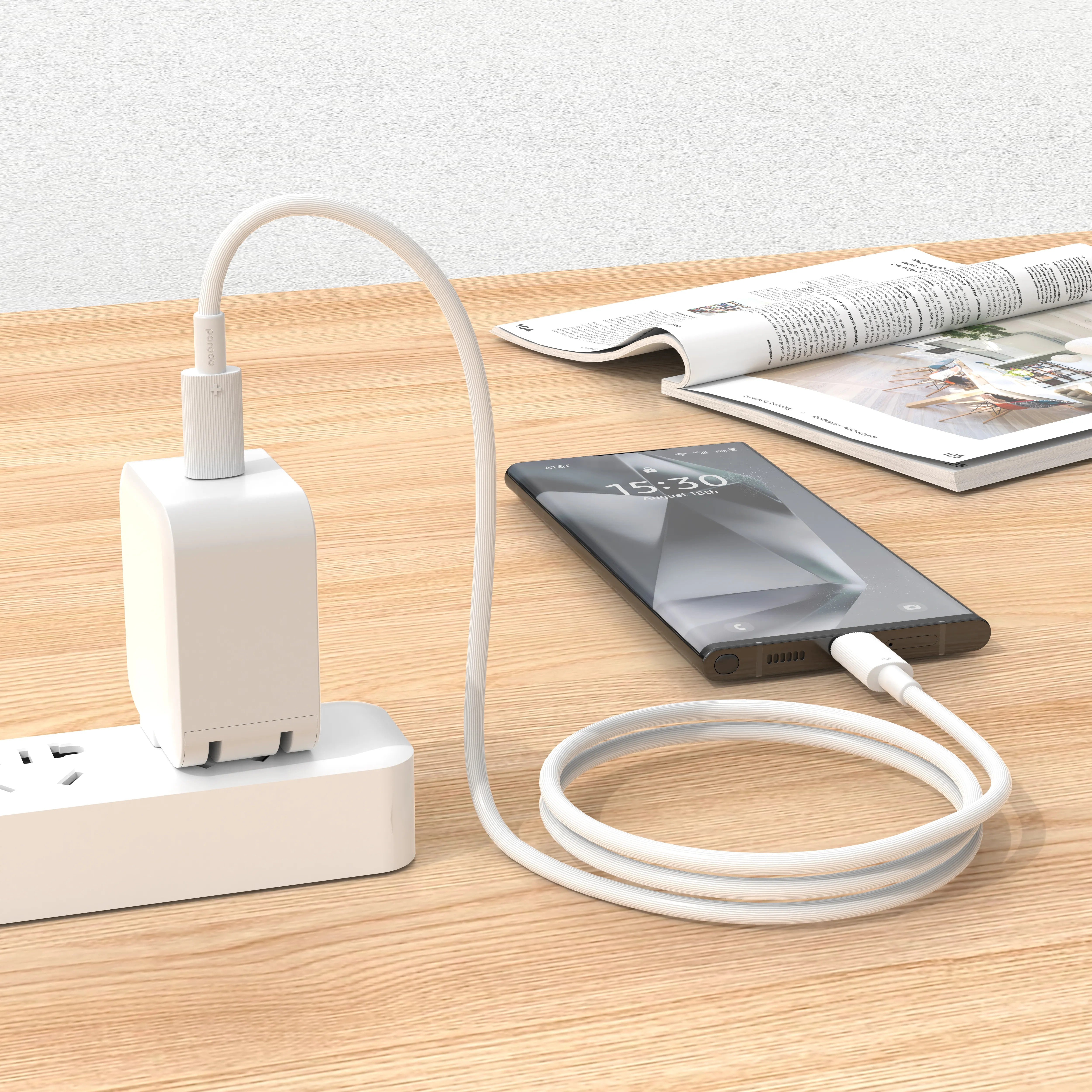 {PDCBL0003WH} Porodo Type-C to C PVC Cable 1.2m - White