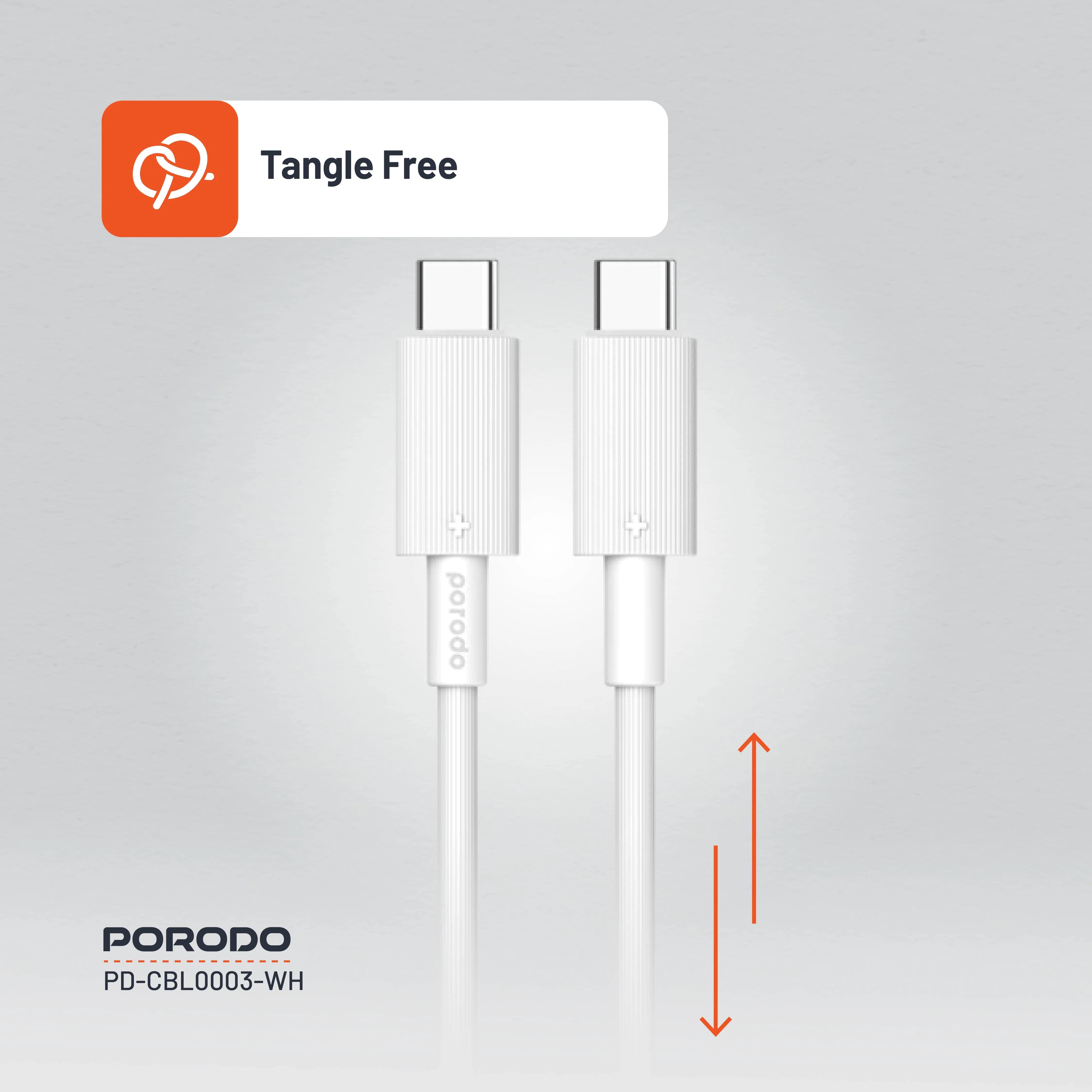{PDCBL0003WH} Porodo Type-C to C PVC Cable 1.2m - White