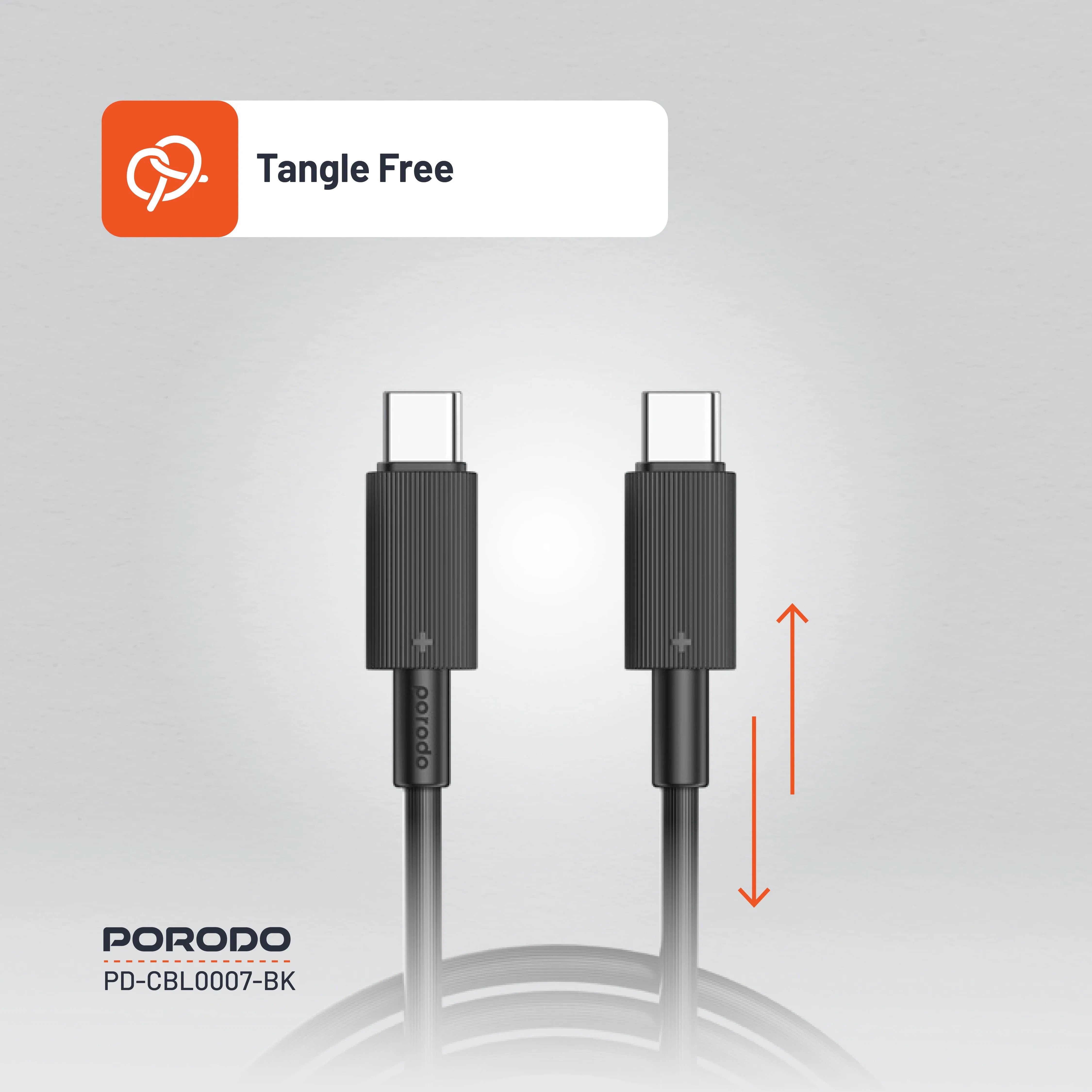 {PDCBL0007BK} Porodo Type-C to C PVC Cable 3m - Black