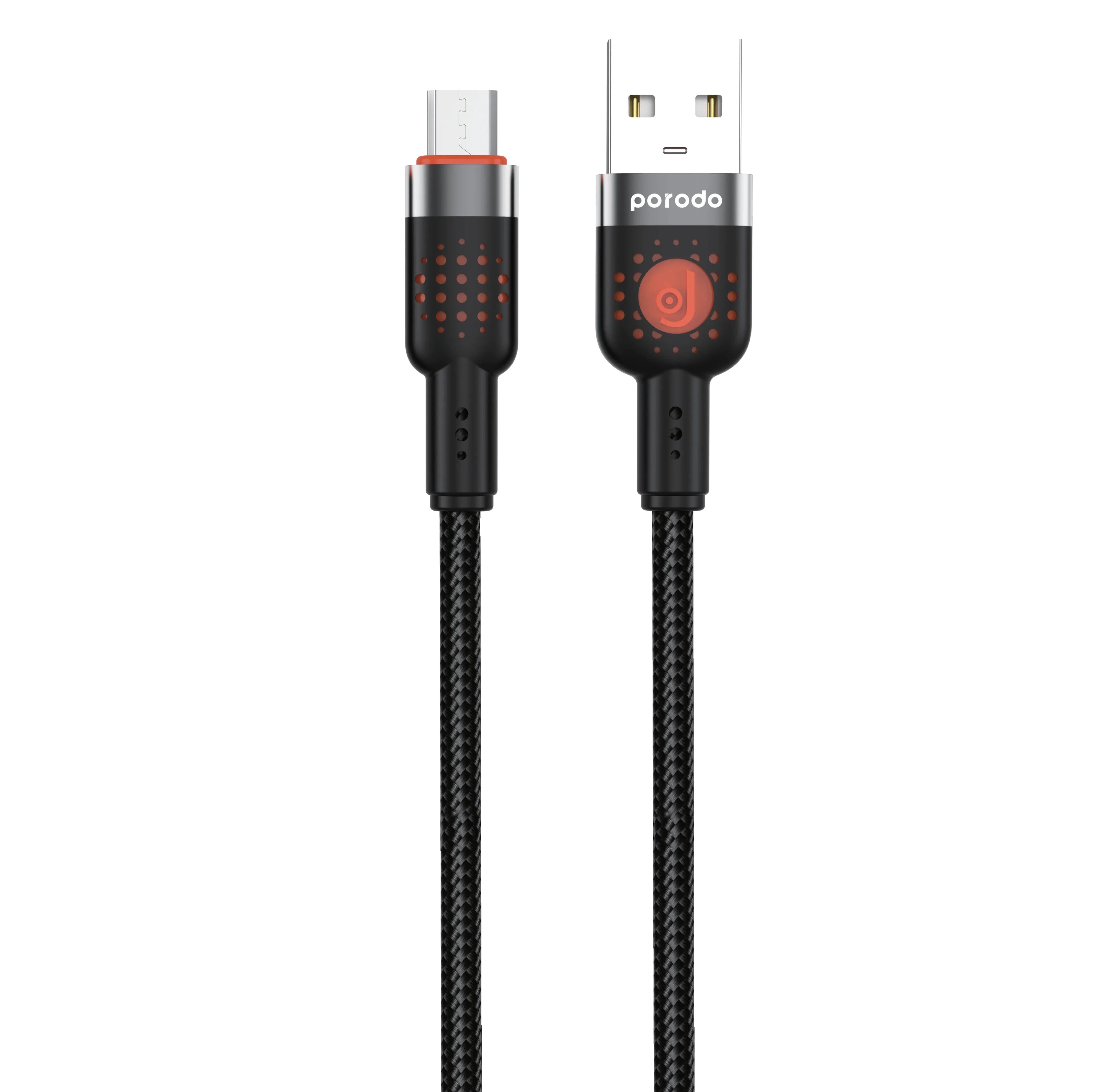 {PDCBL0011BK} Porodo Alum. Alloy Braided Cable USB to Micro 1.2m - Black