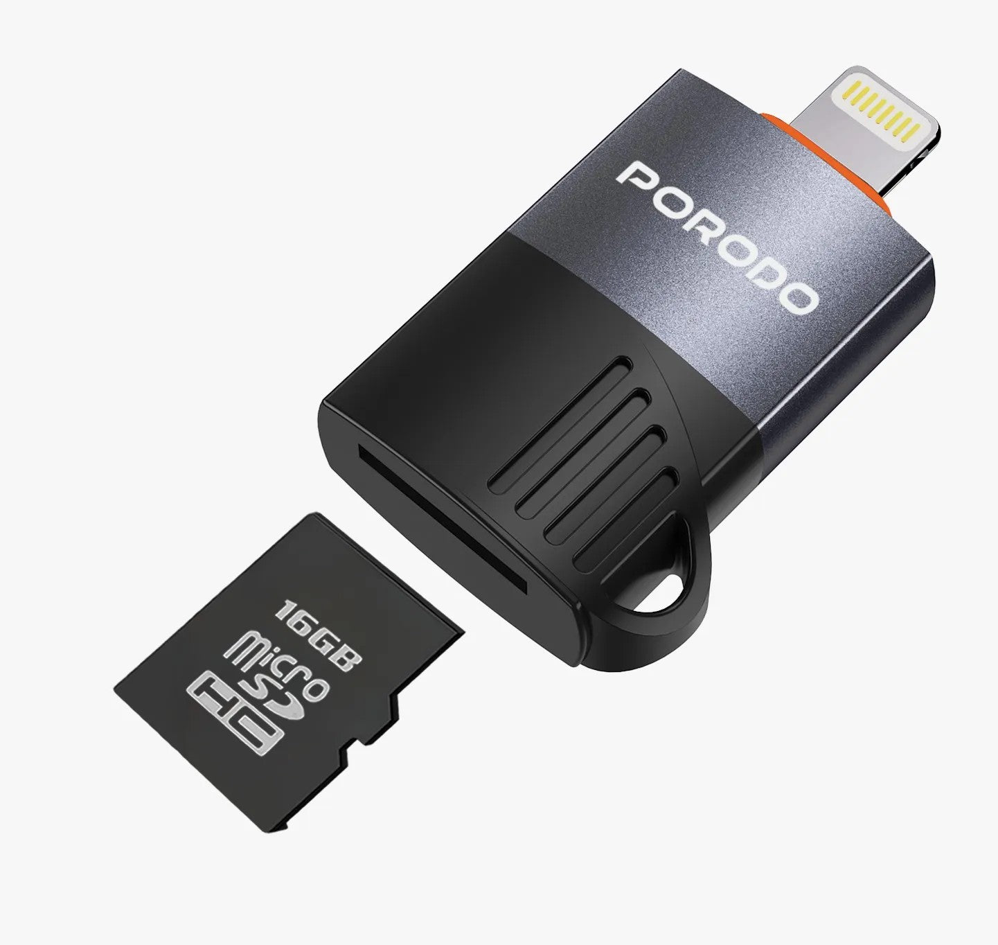 {PDETK19BK} Porodo Lightning OTG TF Card Reader - Black