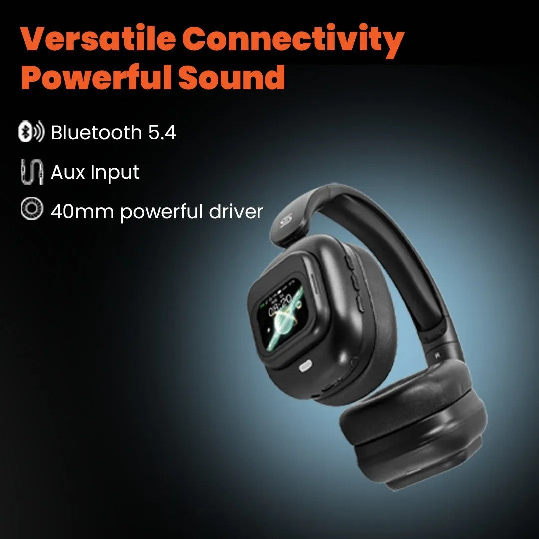 {PDJYBN618BK} PORODO SOUNDTEC 300mAh ANC HEADPHONE WITH REMOVABLE MAGNETIC TOUCH SCREEN -BLACK