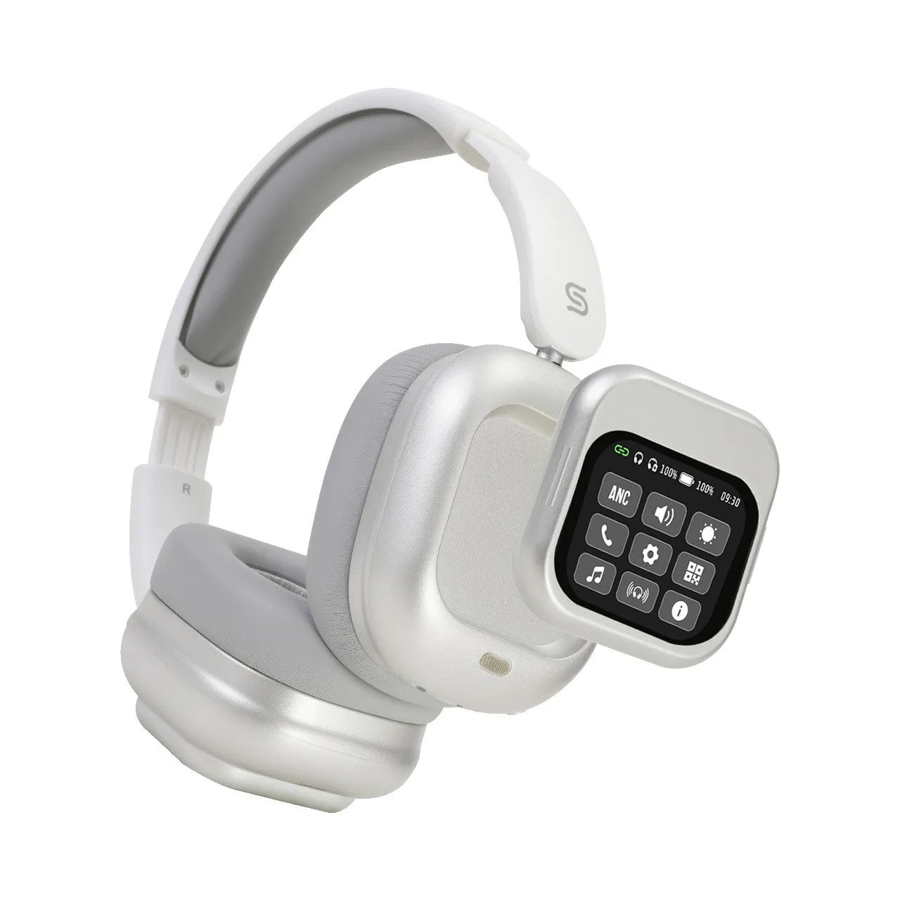 {PDJYBN618WH} PORODO SOUNDTEC 300mAh ANC HEADPHONE WITH REMOVABLE MAGNETIC TOUCH SCREEN -WHITE
