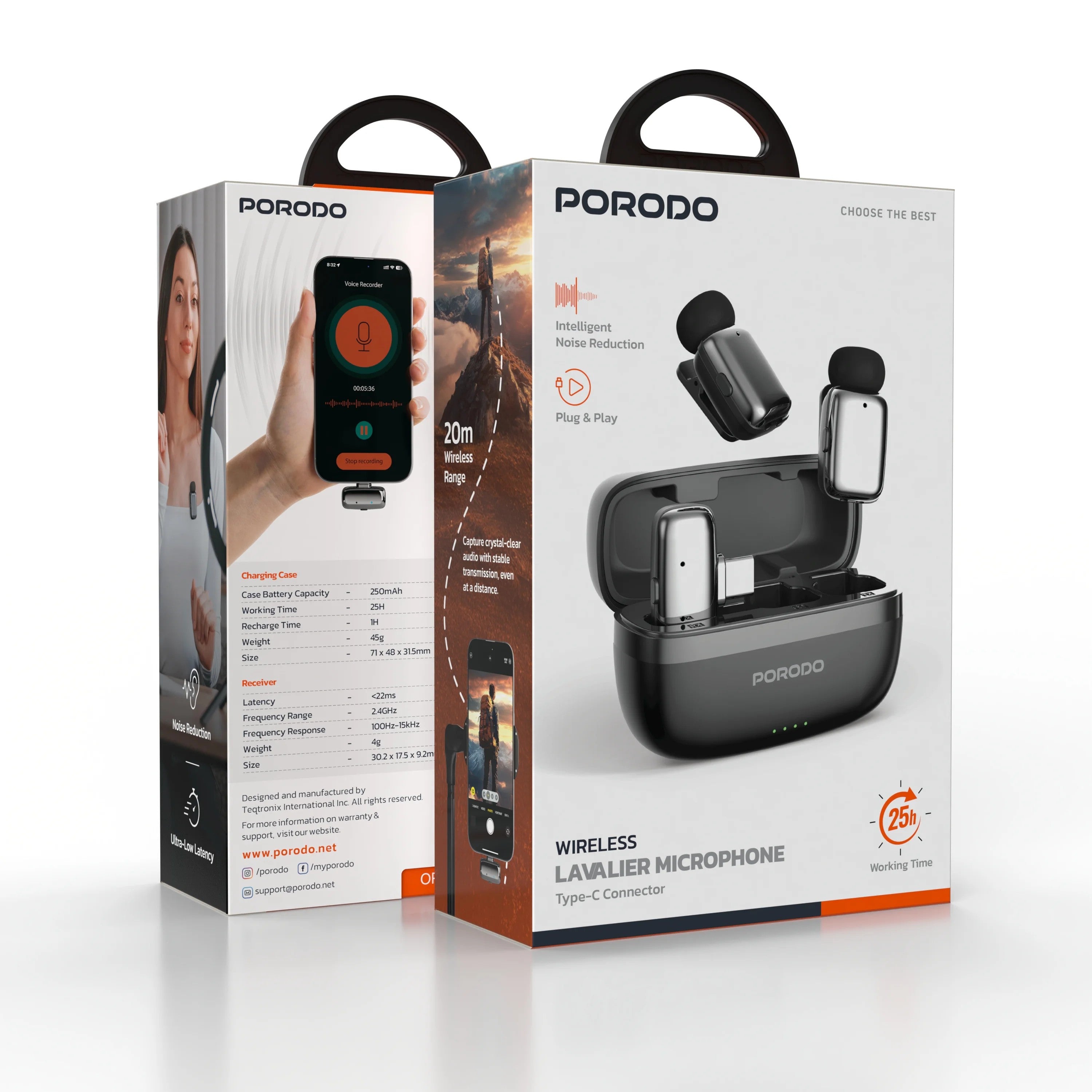 {PDLFST188BK} Porodo Microphone 60mAh type-c port - Black