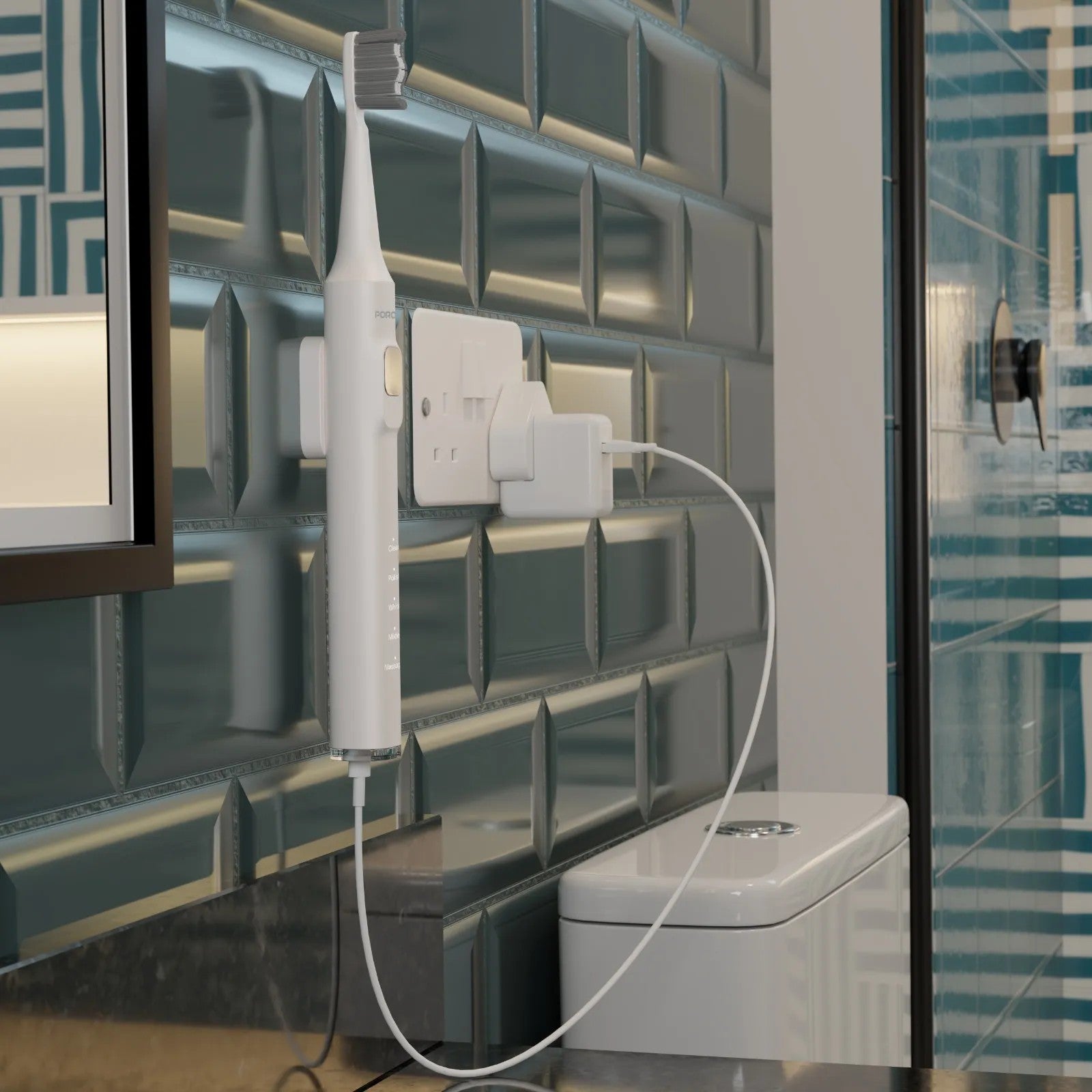 {PDLFSTETBWH} Porodo Lifestyle 5-in-1 MagSafe Electric Tooth Brush - White