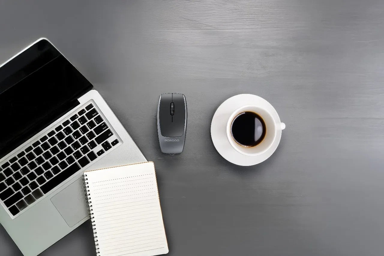 {PDM109BK} Porodo Bluetooth Mouse with Card Reader+Type-C Charging - Black
