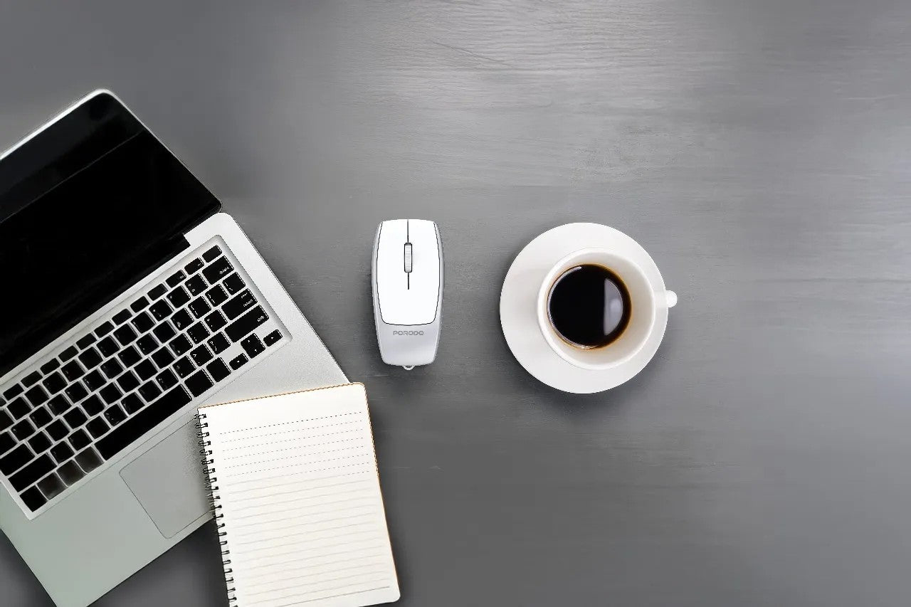 {PDM109SL} Porodo Bluetooth Mouse with Card Reader+Type-C Charging - Silver