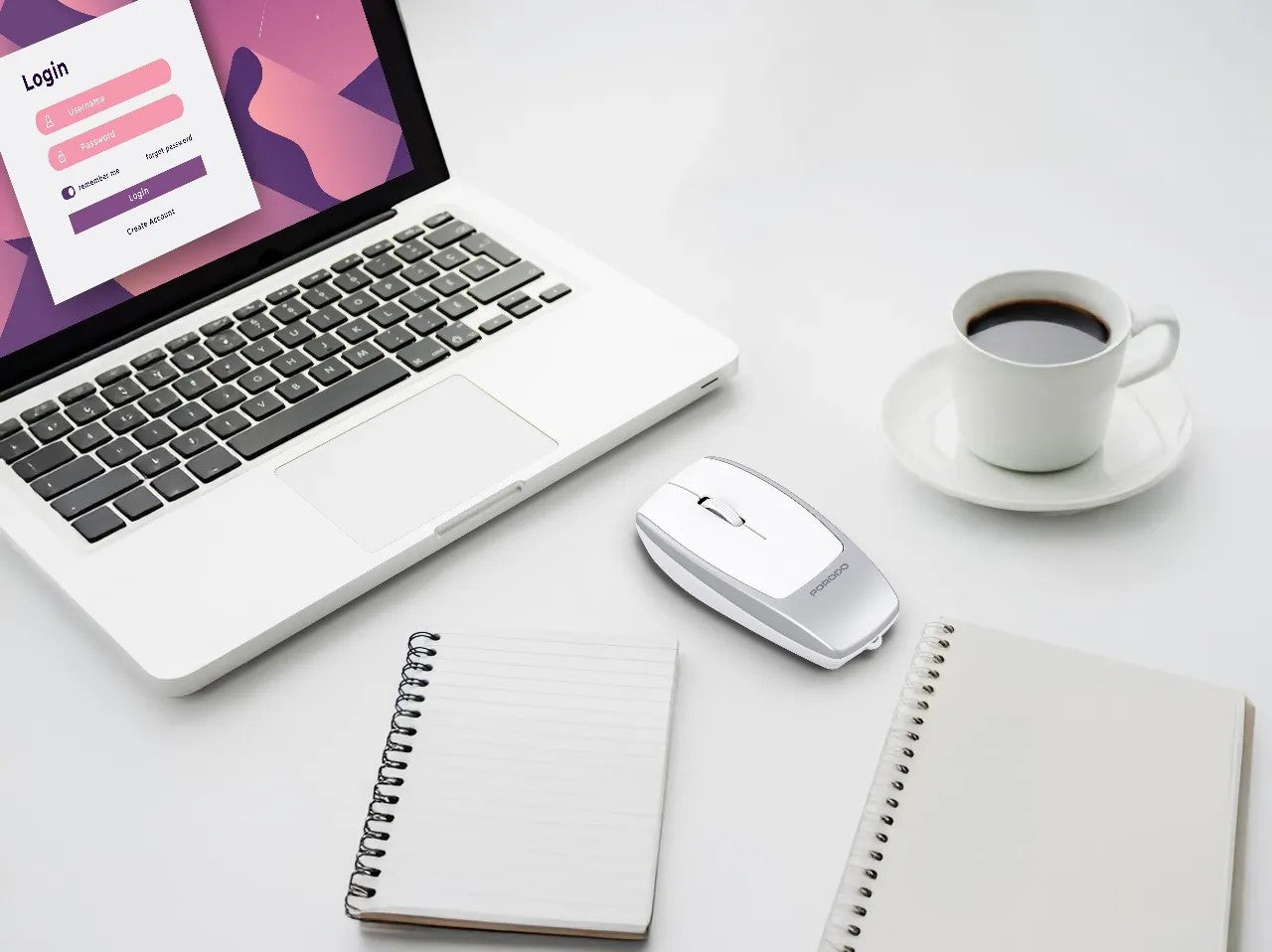 {PDM109SL} Porodo Bluetooth Mouse with Card Reader+Type-C Charging - Silver