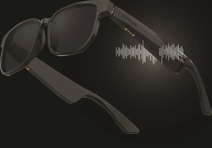 {PDSGUVP103BK} PORODO BT 5.3 SUNGLASS - UV400 PROTECTION +90mAh*/MAGNETIC CHARGING CABLE -BLACK