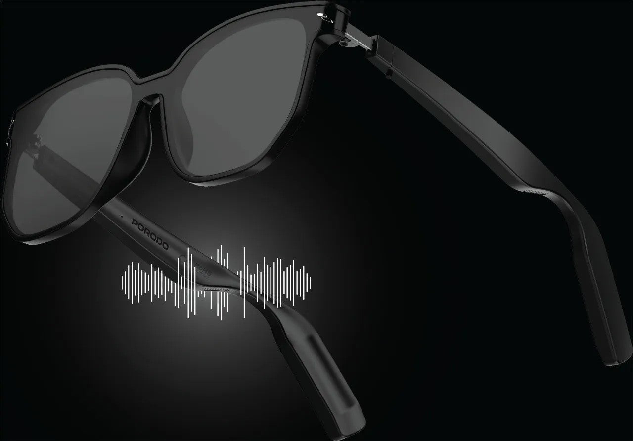 {PDSGUVP119BK} PORODO BT 5.3 SUNGLASS -UV400 PROTECTION +110mAh*MAGNETIC CHARGING CABLEBLACK